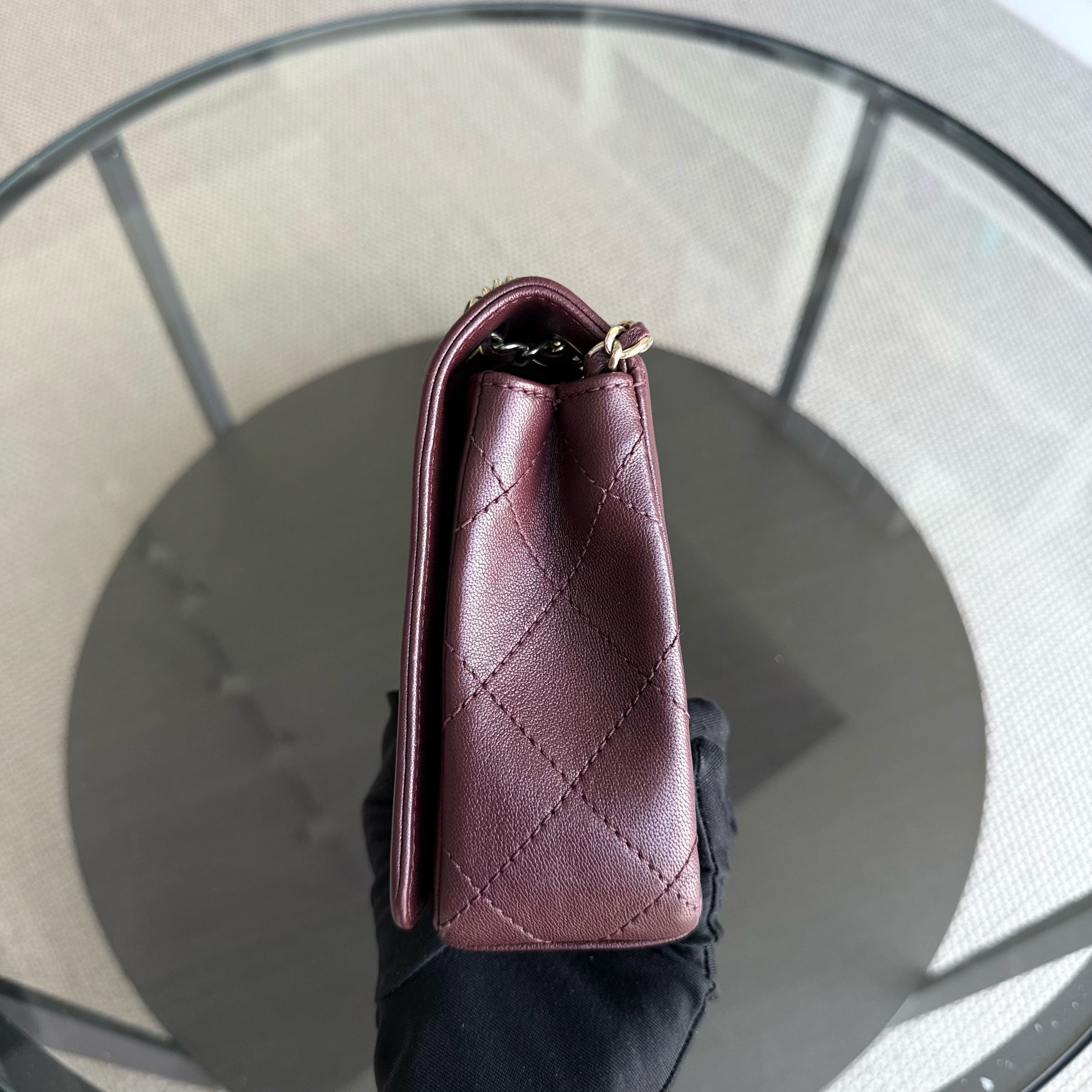 Chanel Mademoiselle Seasonal Flap - 25CM Quilted Lambskin Burgundy Gold Hardware Series 23