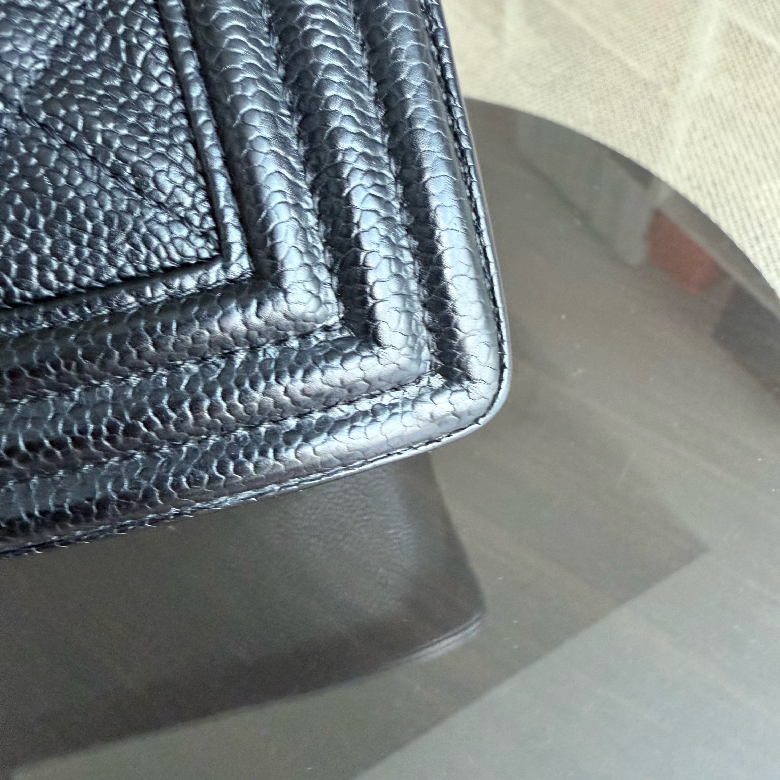 Chanel Boy New Medium - Caviar 28CM Quilted Black Gold Hardware Series 23