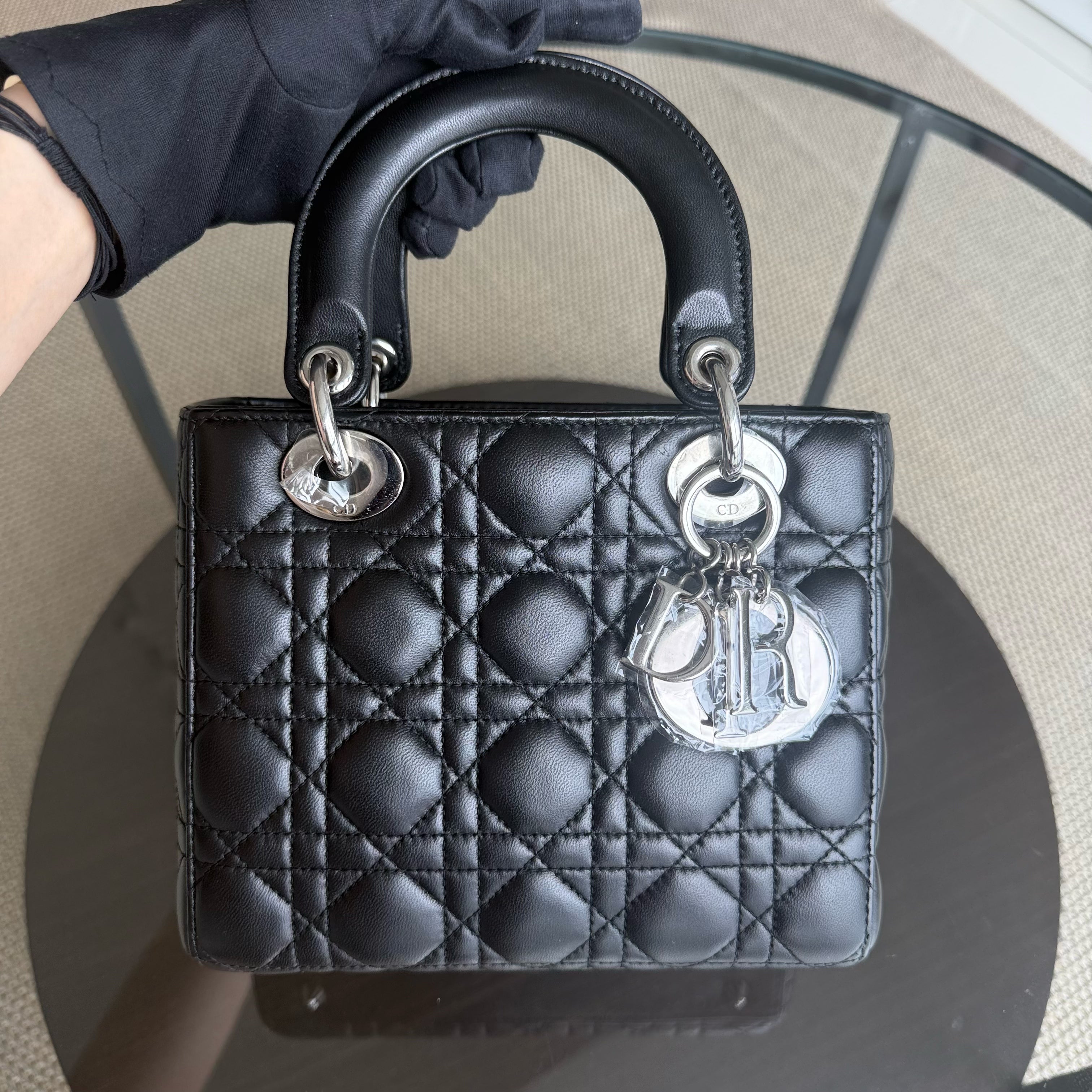 Dior Lady Small - Cannage Lambskin Black Silver Hardware