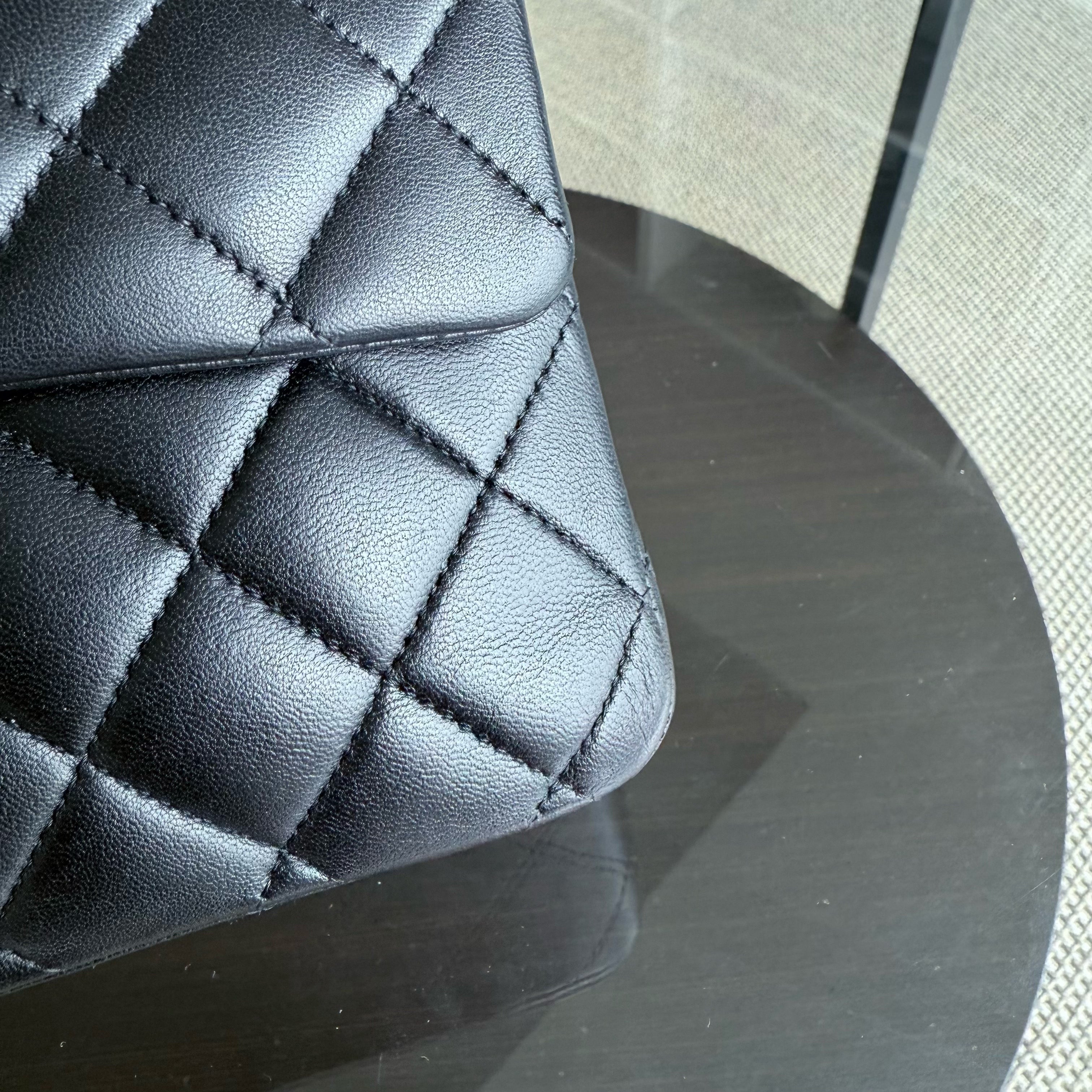 Chanel Classic Flap Medium - 25CM Quilted Lambskin Black Gold Hardware Series 13