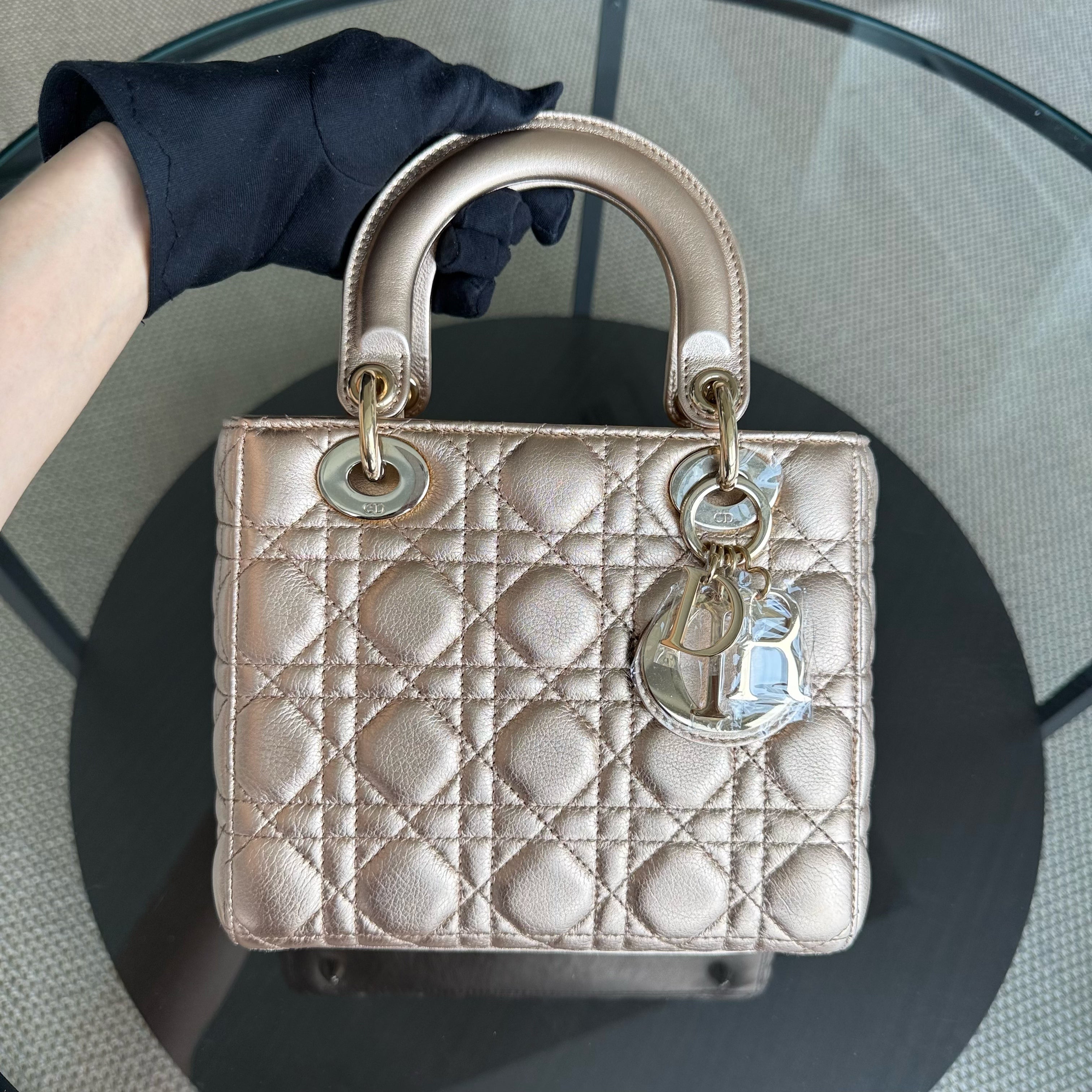 Dior Lady Small ABC - Cannage Lambskin MyABC Metallic Rose Gold Hardware