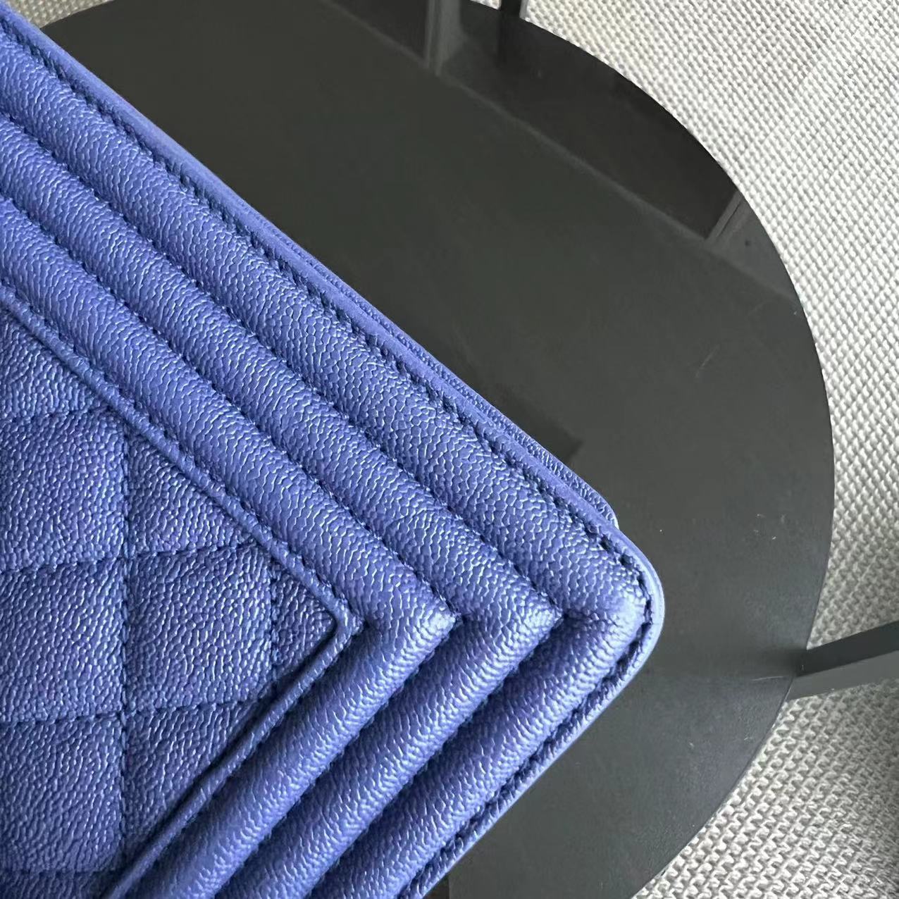 *Series 30* Caviar Boy Small Quilted Grained Calfskin Leboy Dark Blue Golden Hardware Series 30