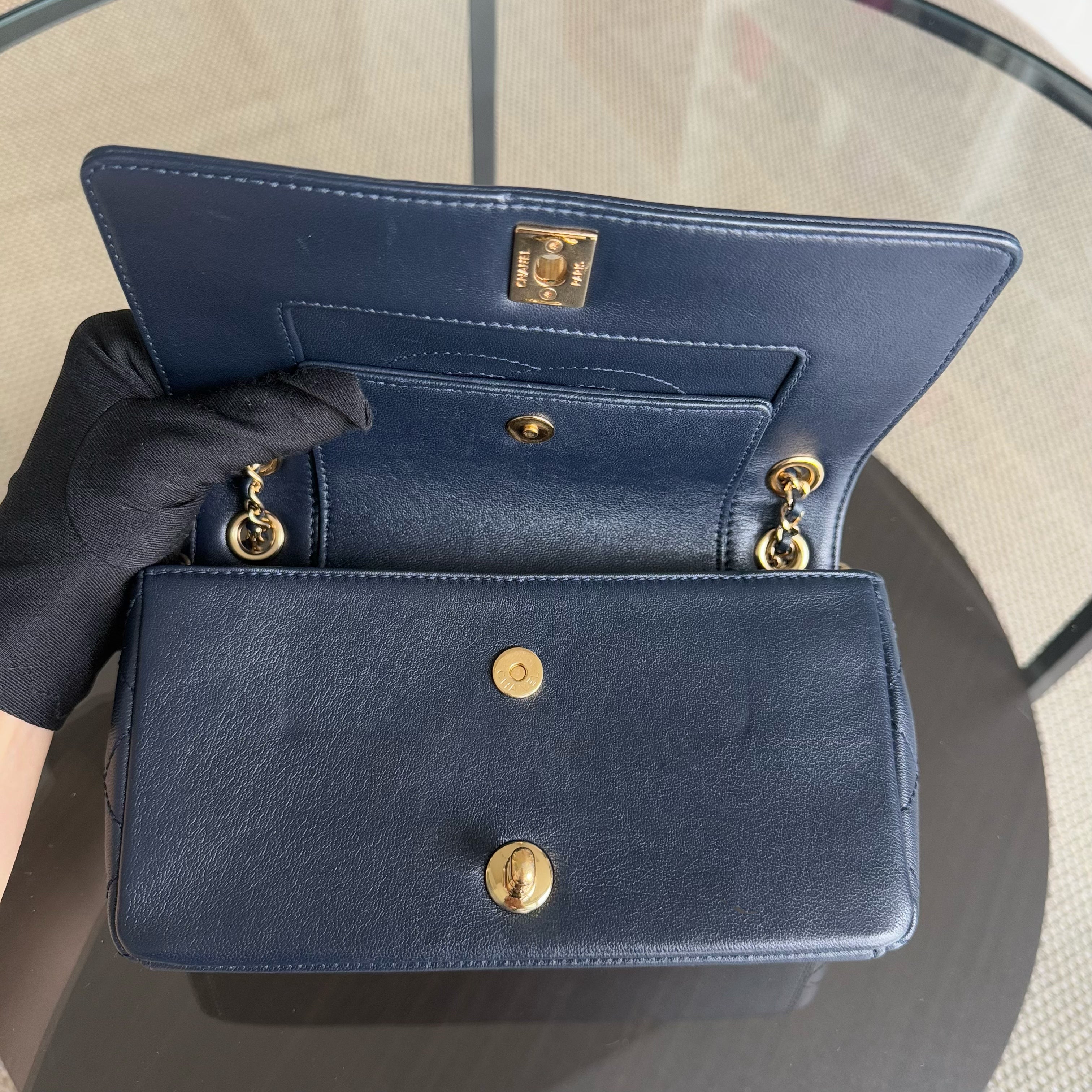 Chanel Mademoiselle Flap Bag - Small 23CM Quilted Lambskin Dark Blue Gold Hardware Series 23