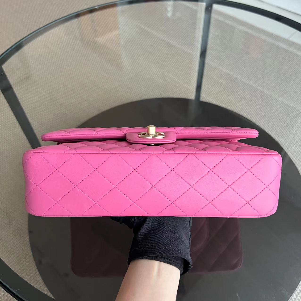 Chanel Classic Flap Medium - 25CM Lambskin Quilted Pink Golden Hardware Series 18