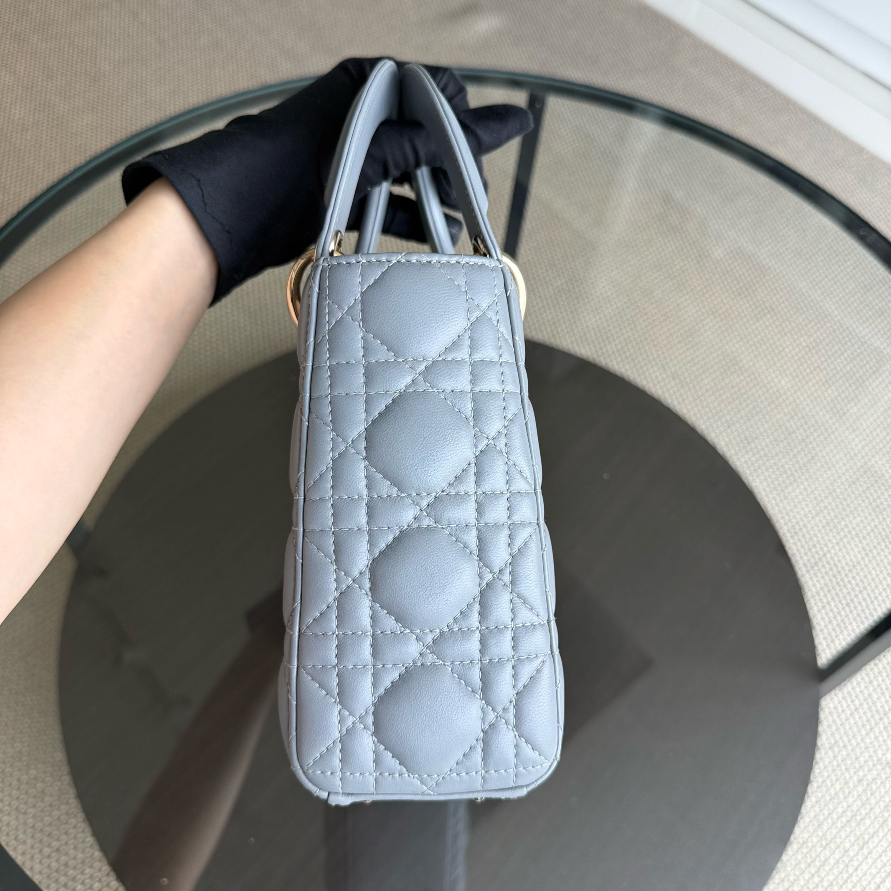 Dior Lady Flap ABC Small - Cannage Lambskin Grey Gray Gold Hardware MyABC