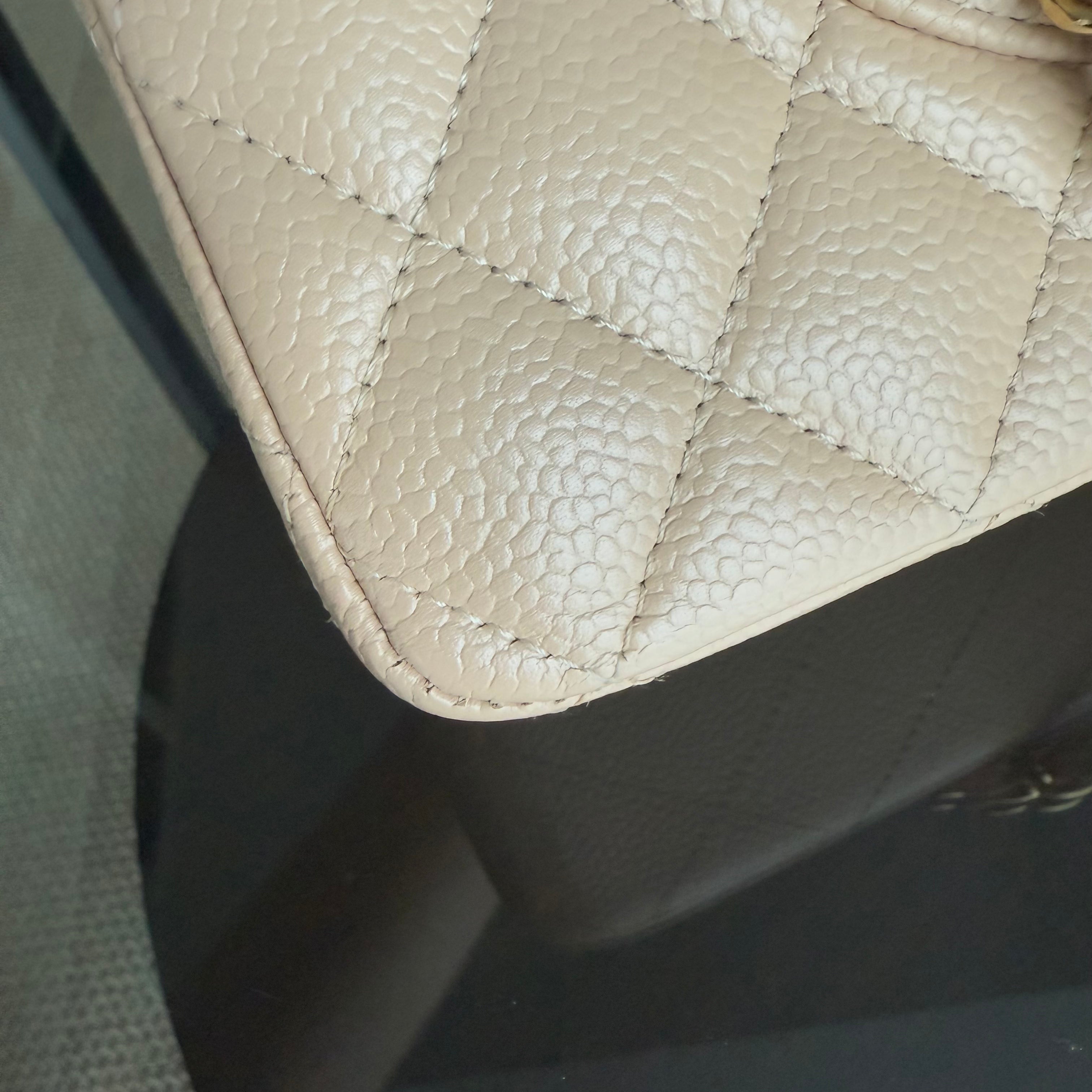 Chanel Classic Flap Medium - Caviar 25CM Quilted Beige Gold Hardware Series 13