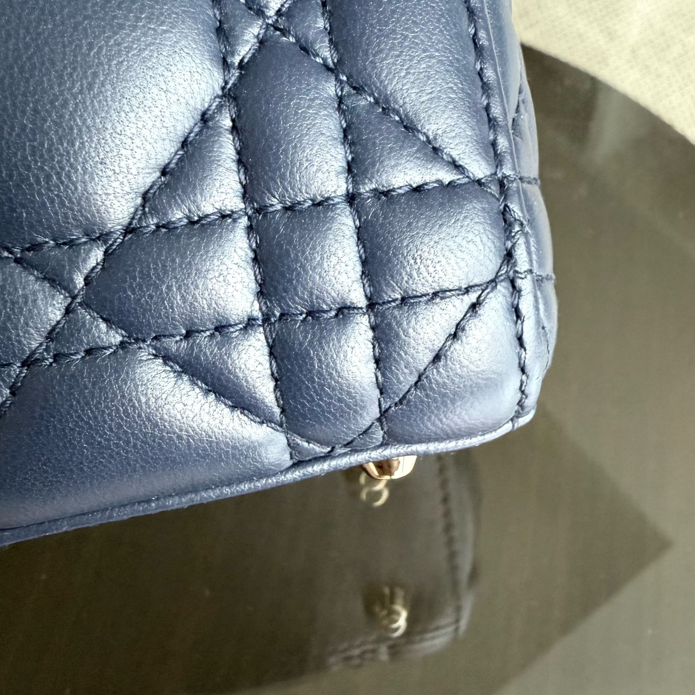 Dior Lady Mini - Cannage Lambskin Dark Blue Gold Hardware Adjustable Strap