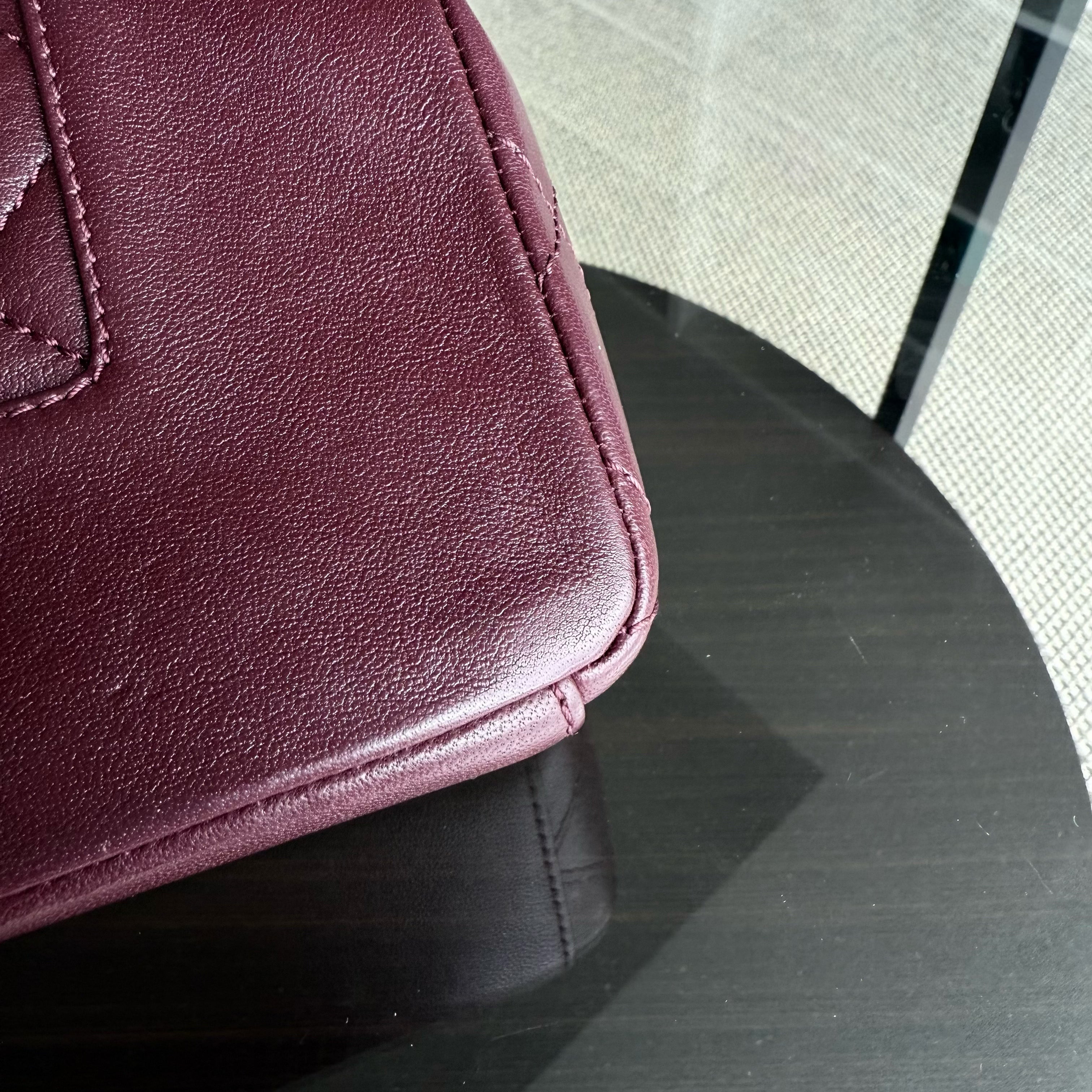 Chanel Mademoiselle Seasonal Flap - 25CM Quilted Lambskin Burgundy Gold Hardware Series 23