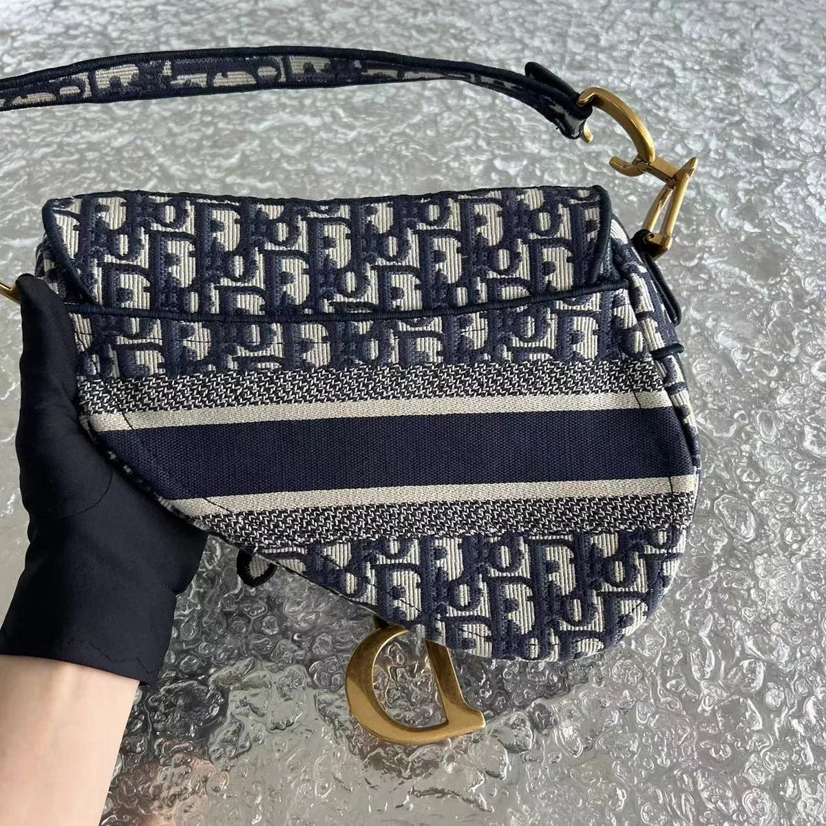 Dior Saddle Medium - Oblique Canvas Monogram Dark Blue Gold Hardware