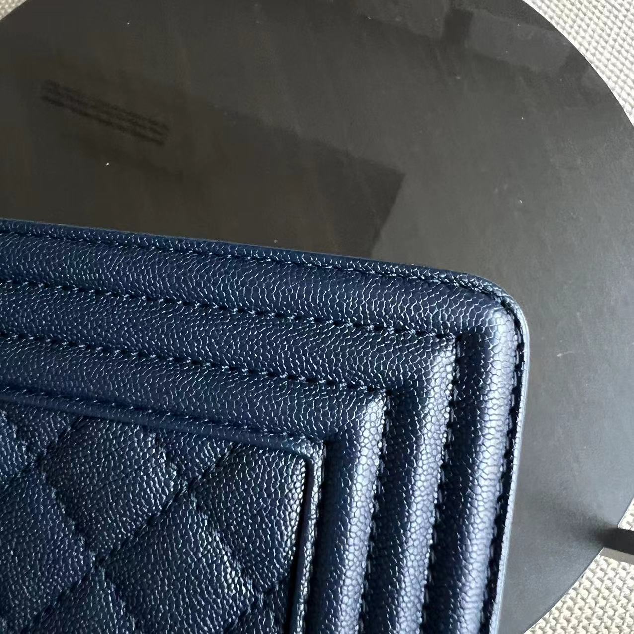 Chanel Boy Small - Caviar Quilted Grained Calfskin Dark Blue Golden Hardware Series 26