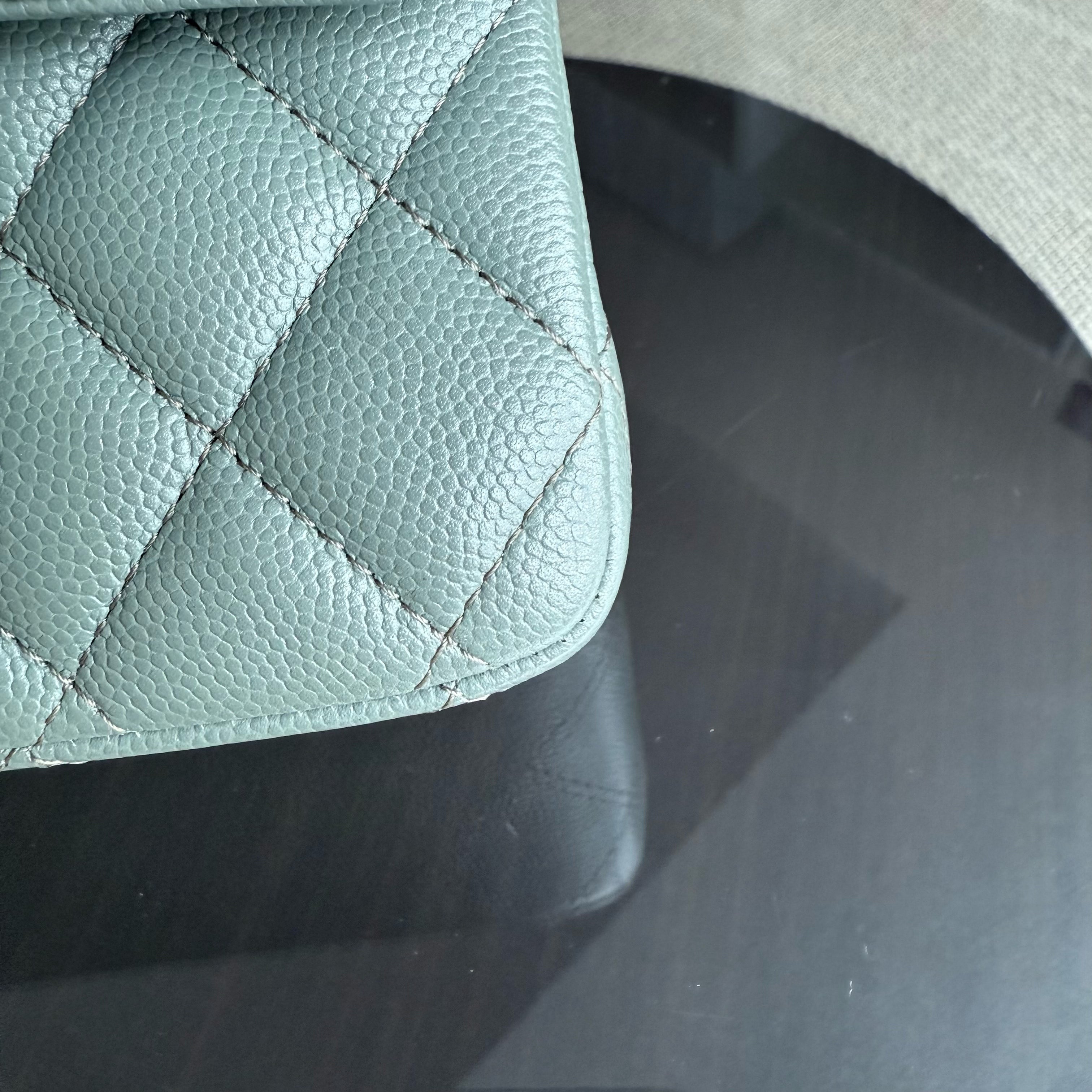 Chanel Classic Flap Medium - Caviar 25CM Quilted Light Green Gold Hardware Series 25