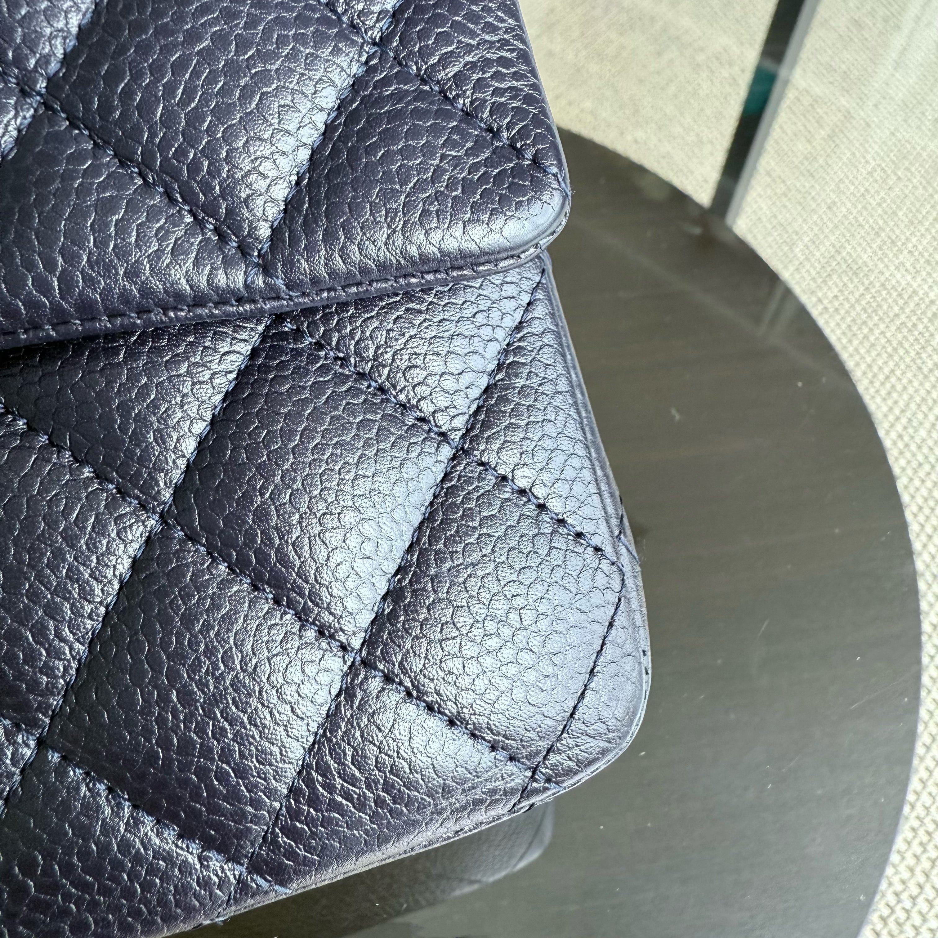 Chanel Classic Flap Medium - Caviar 25CM Quilted Dark Midnight Blue Silver Hardware Series 18
