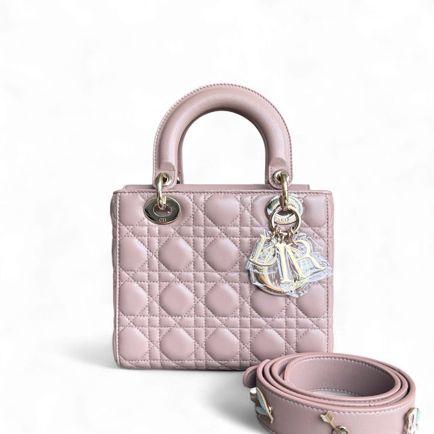 Dior Lady Small Flap - Cannage Lambskin Blush Pink Gold Hardware