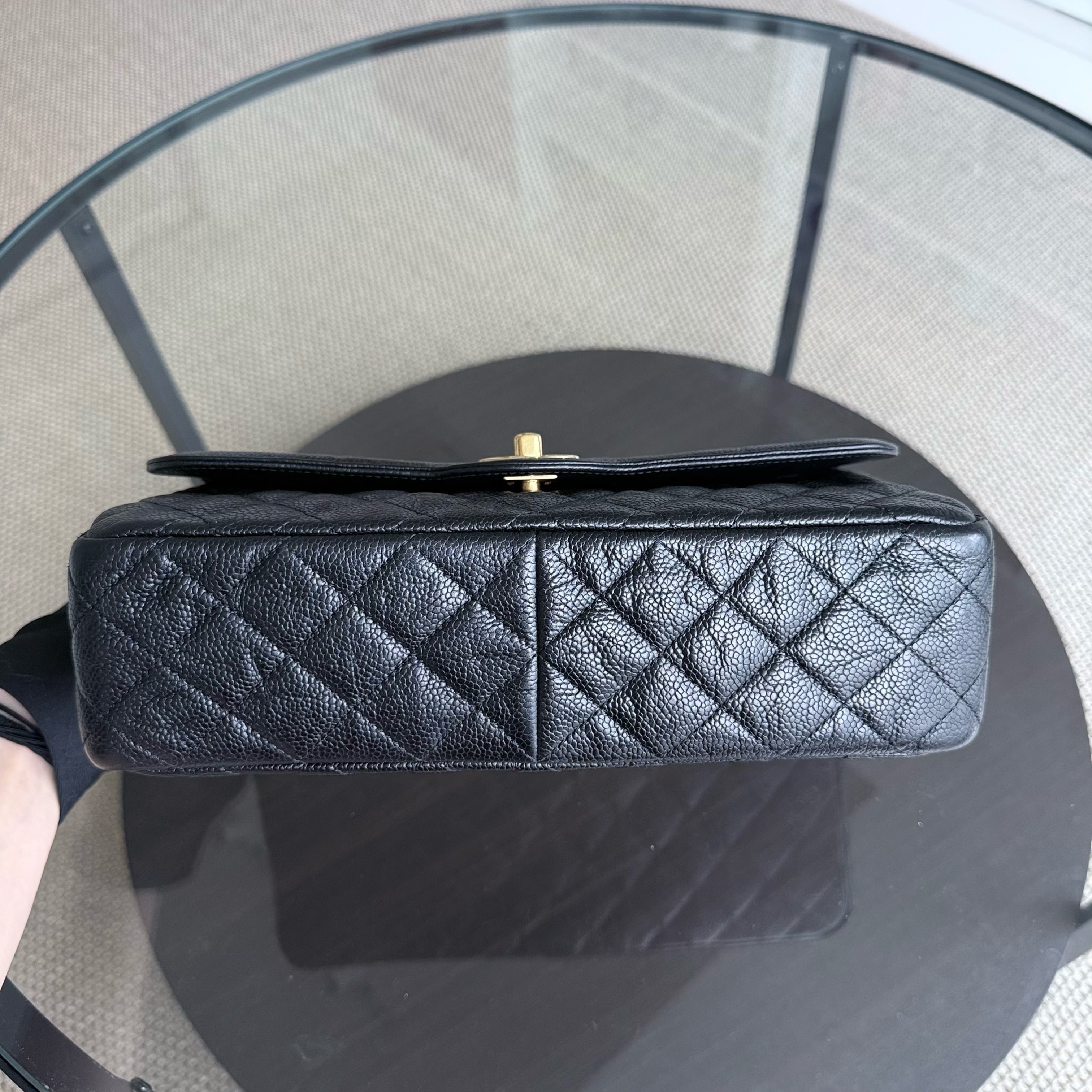 Chanel Seasonal Two-Tone Flap - Caviar 28CM Quilted Black Gold Hardware Series 21