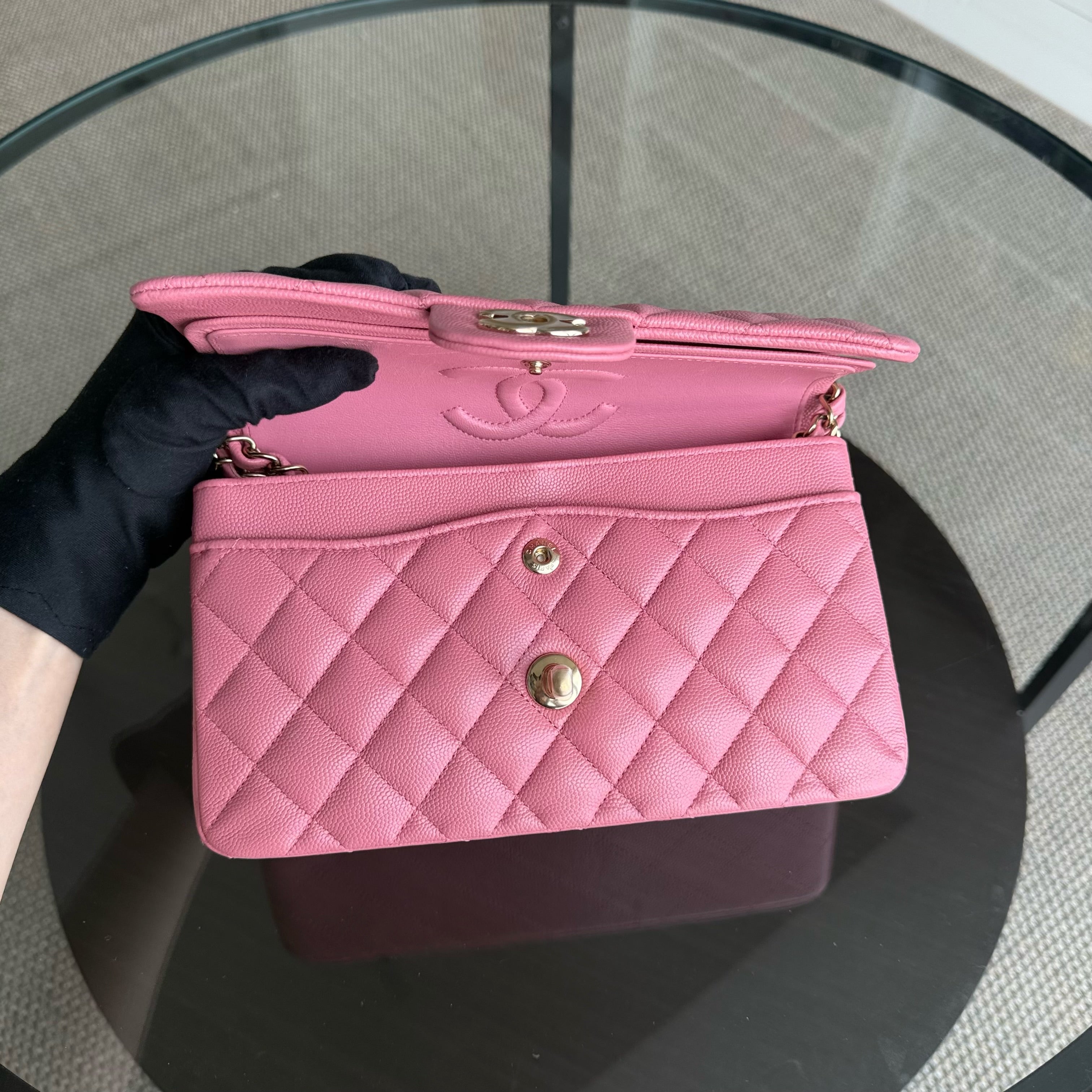 Chanel Classic Flap Small - Caviar 23CM Quilted Barbie Pink Gold Hardware Microchip