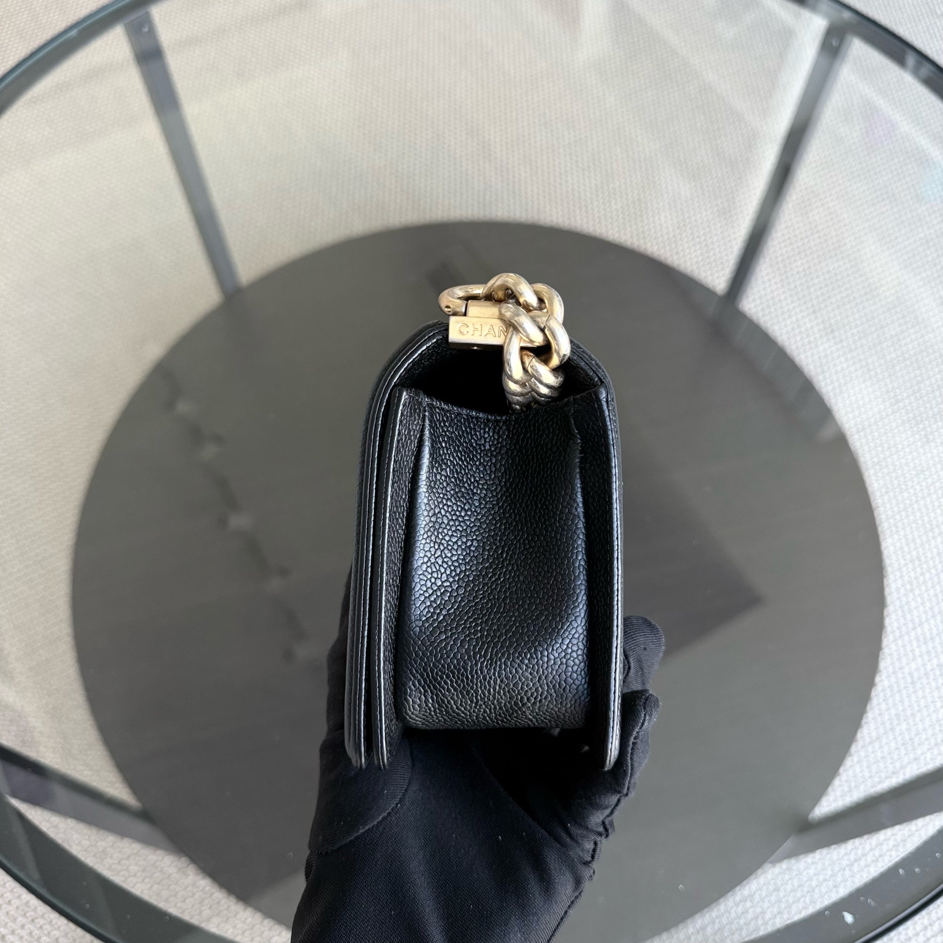 Chanel Boy Small - Caviar 20CM Quilted Black Gold Hardware Series 23