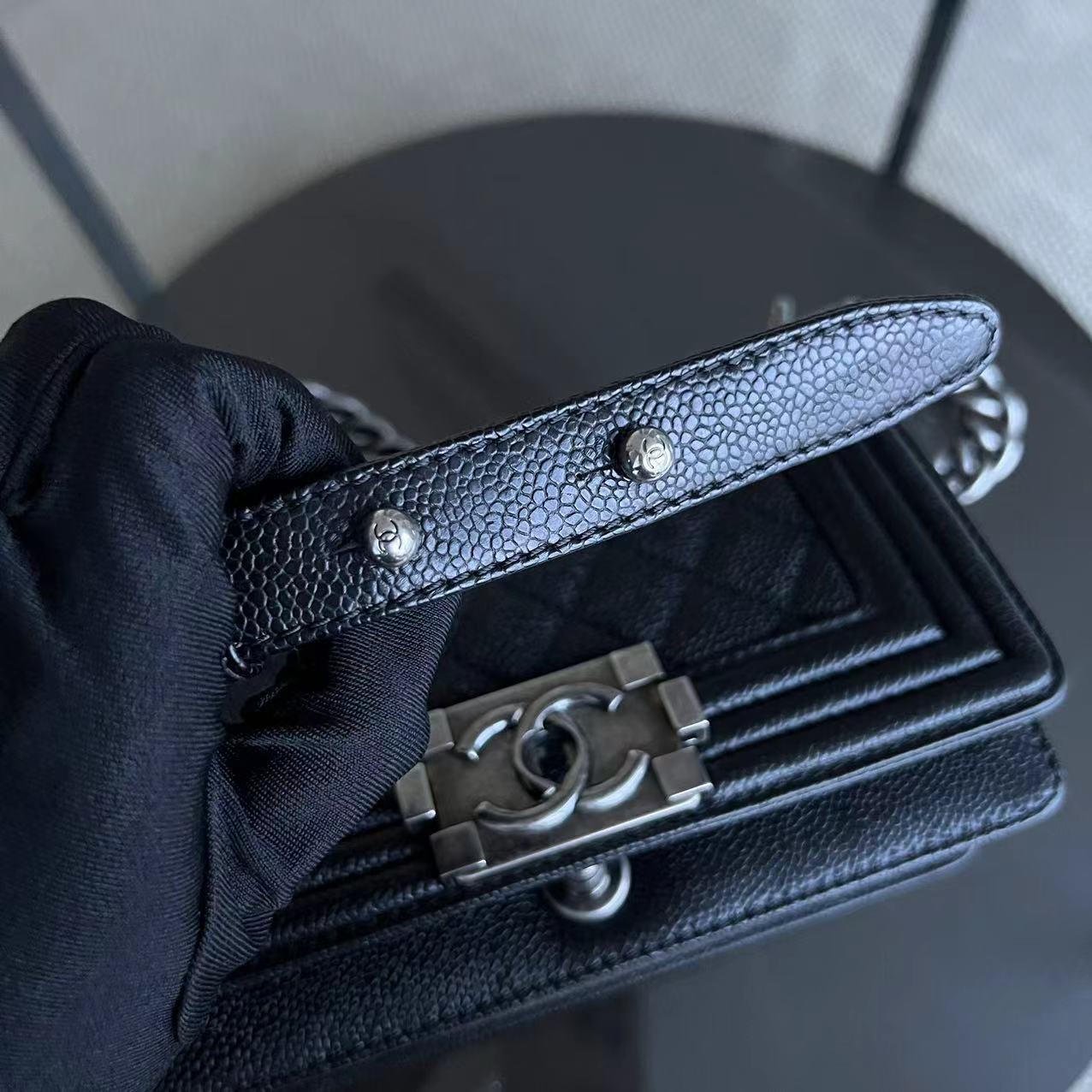 Chanel Boy Small - Caviar Quilted Grained Calfskin Black Ruthenium Silver Hardware Series 19