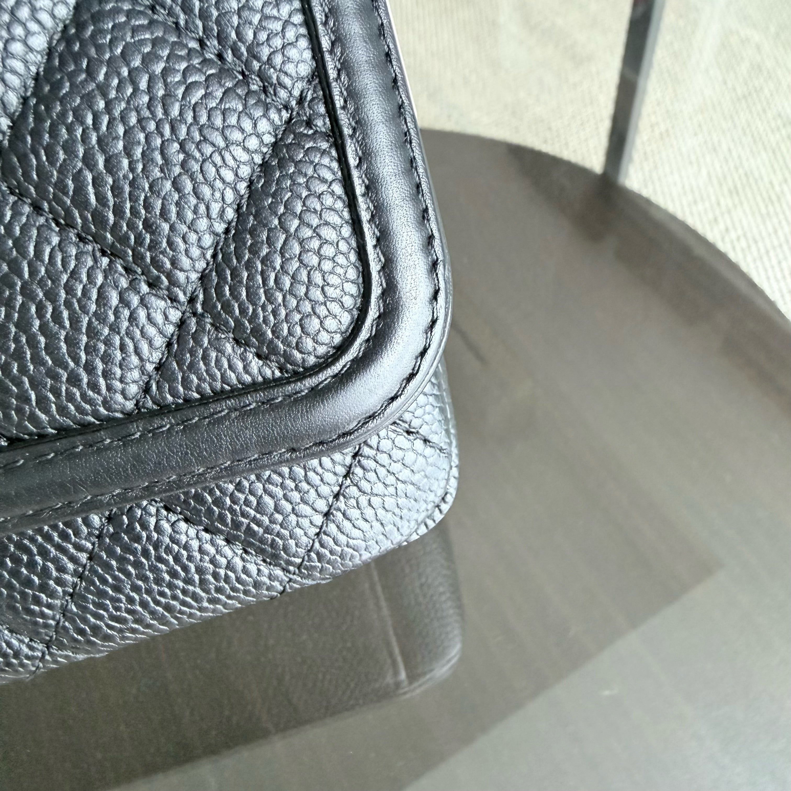 Chanel Filigree CC Medium - 25CM Caviar Quilted Grained Calfskin Black Gold Hardware Series 24