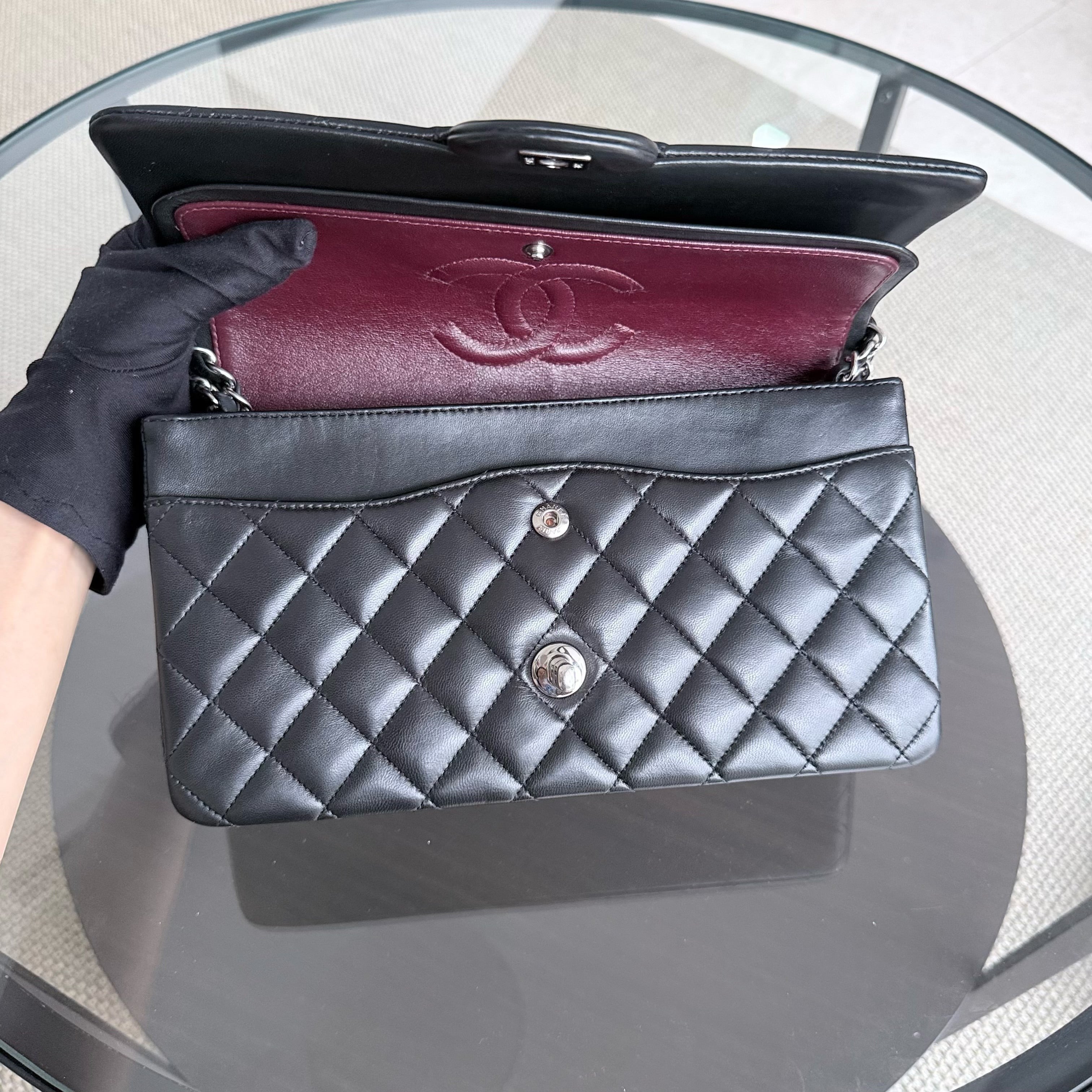 Chanel Classic Flap Medium - 25CM Quilted Lambskin Black Silver Hardware Series 16