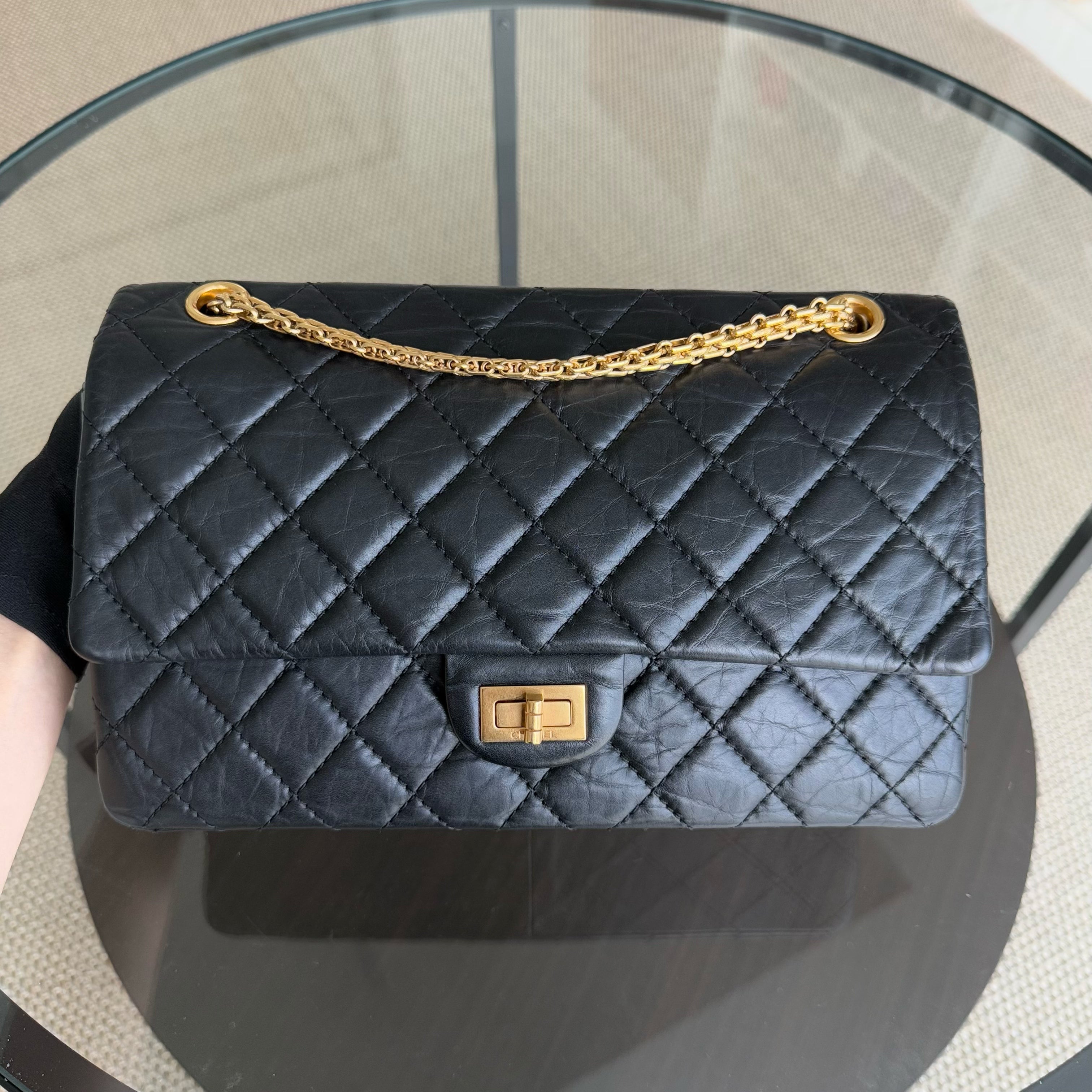 Chanel 2.55 Reissue 226 - Medium Calfskin Quilted Black Gold Hardware Series 15