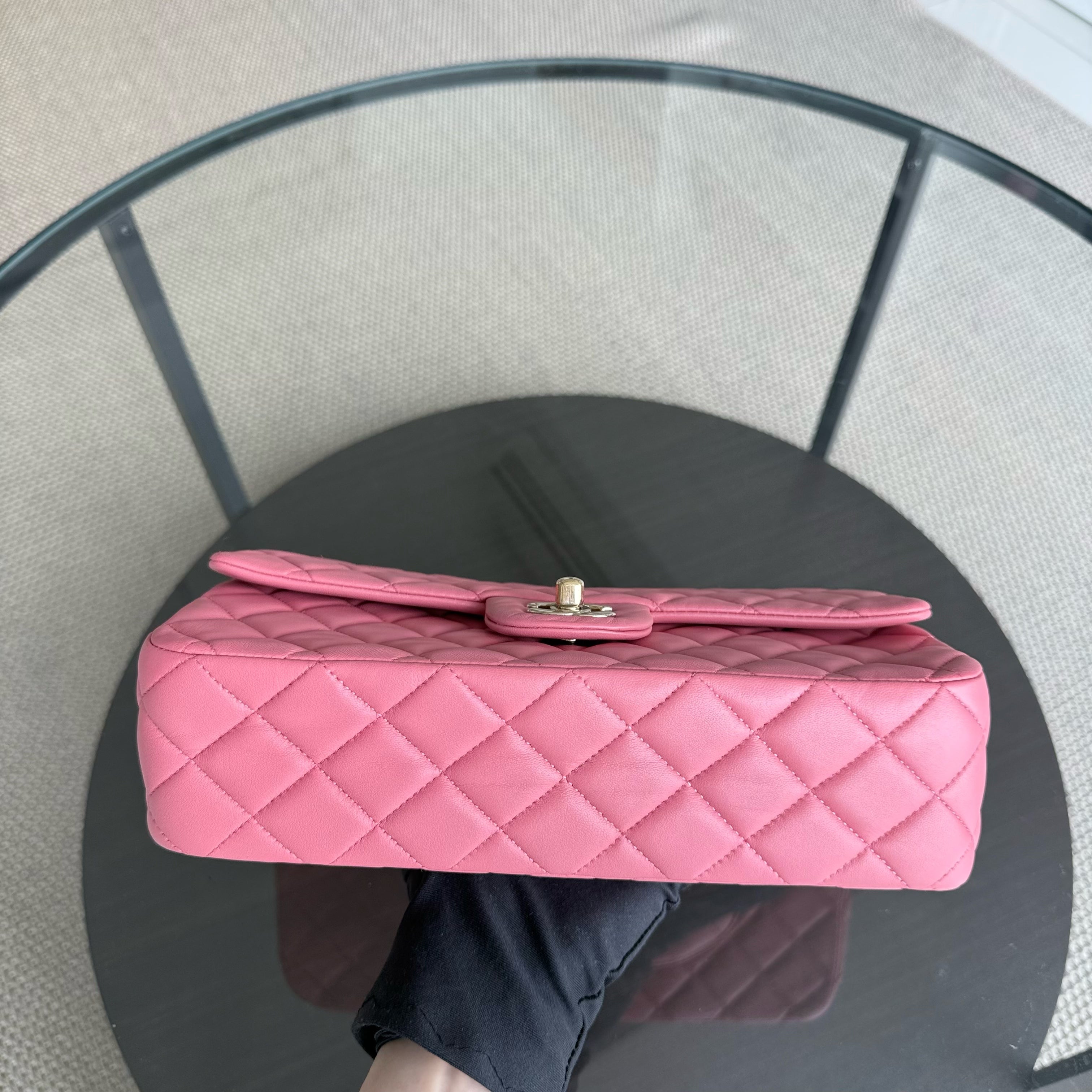 Chanel Classic Flap Medium Valentine Edition - 25CM Quilted Lambskin Sakura Pink Gold Hardware Series 19