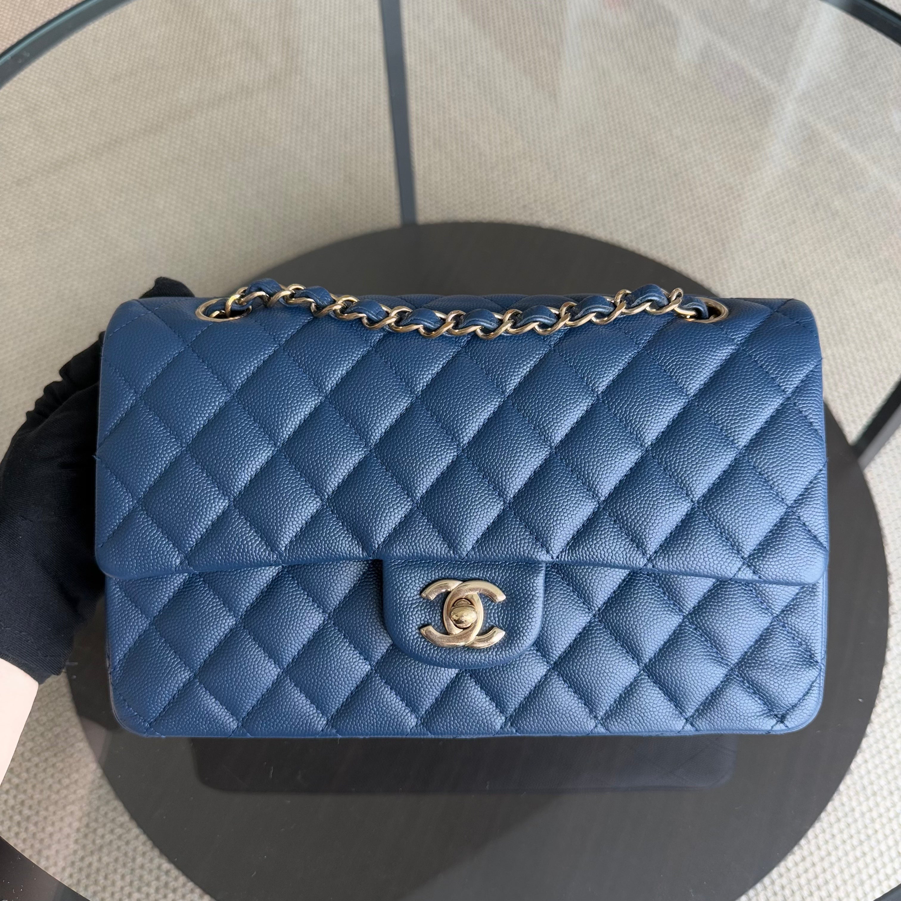 Chanel Classic Flap Medium - Caviar 25CM Quilted Dark Blue Gold Hardware Series 27