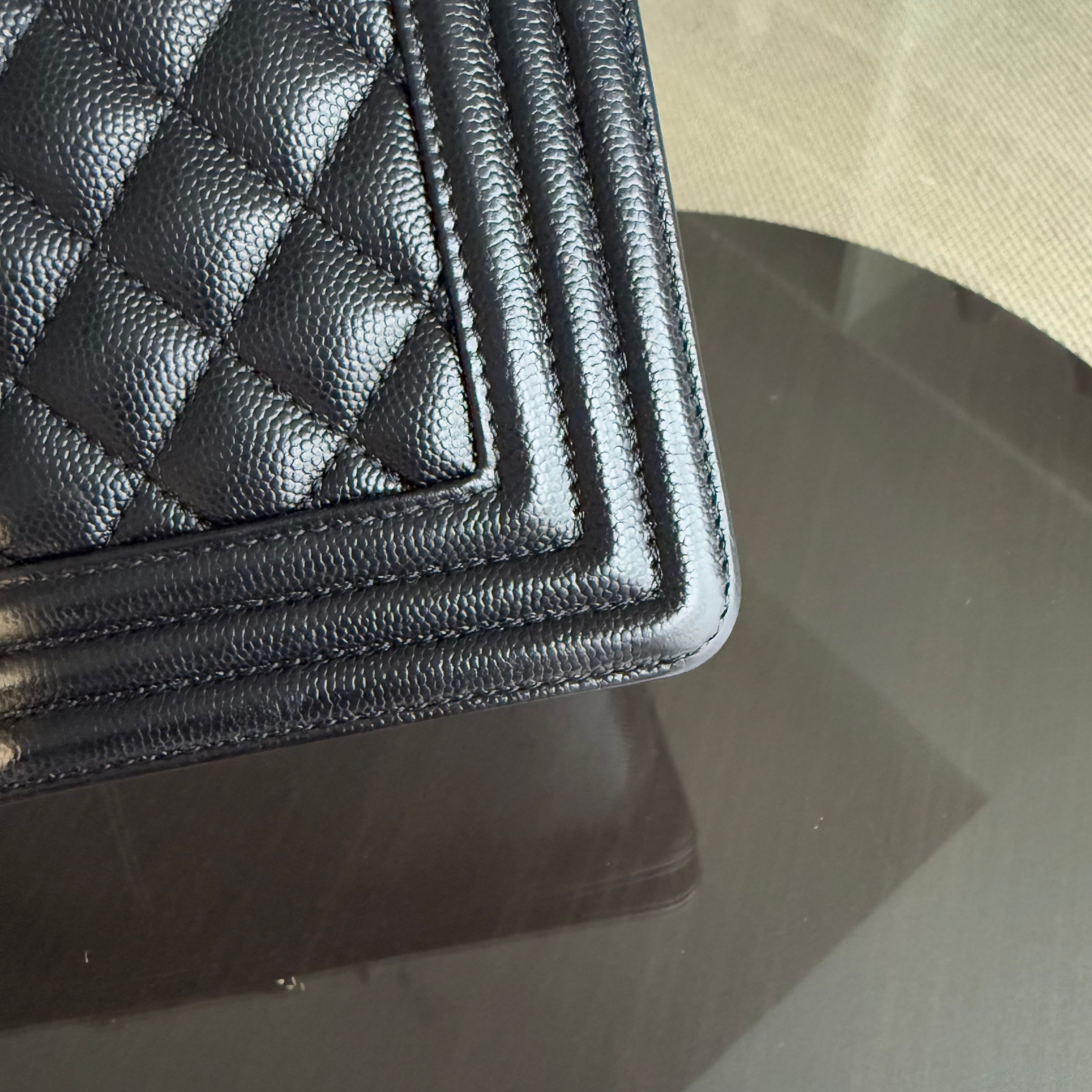 Chanel Boy Medium - Caviar 25CM Quilted Black Gold Hardware