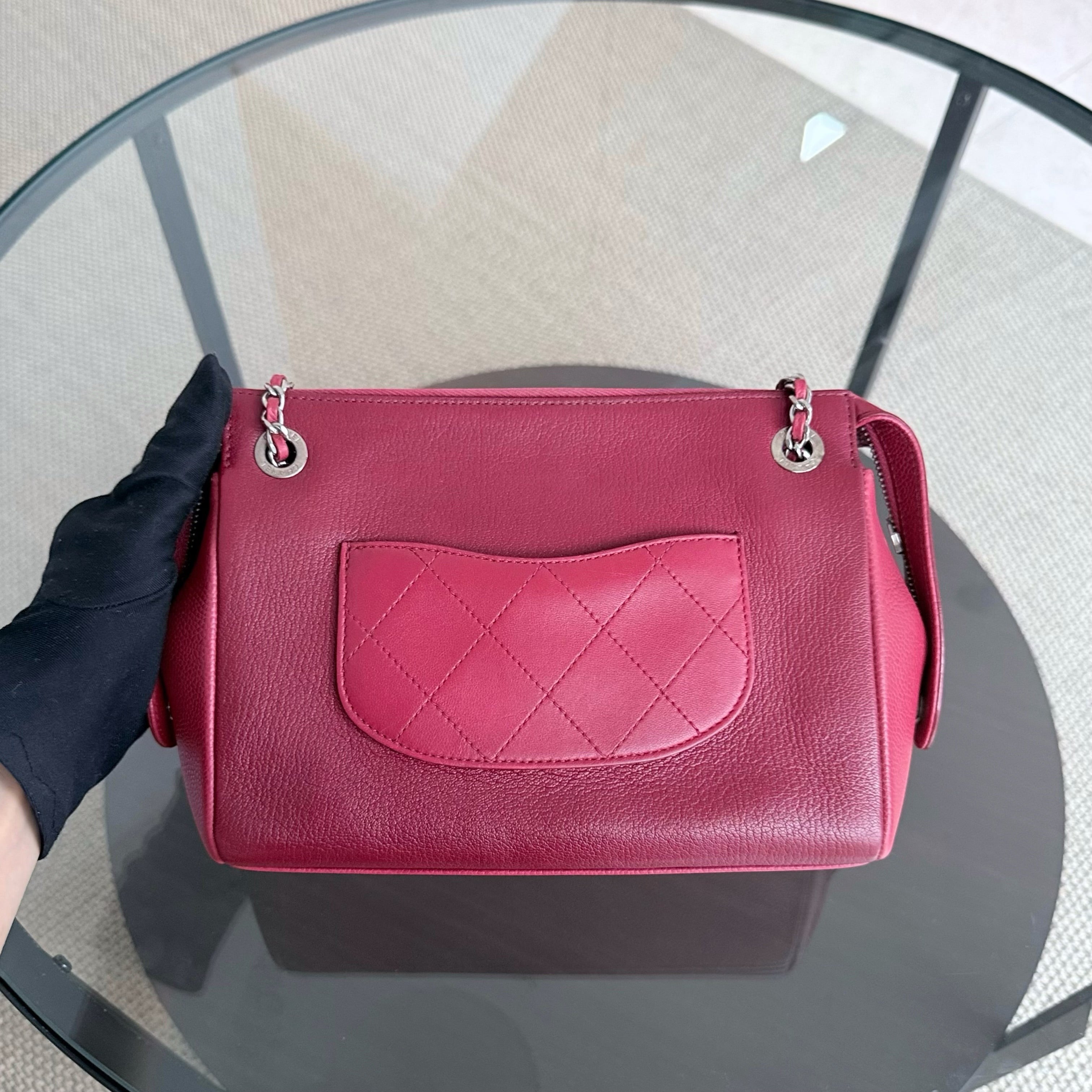 Chanel Flap Medium - Caviar 25CM Quilted Dark Red Silver Hardware Series 24
