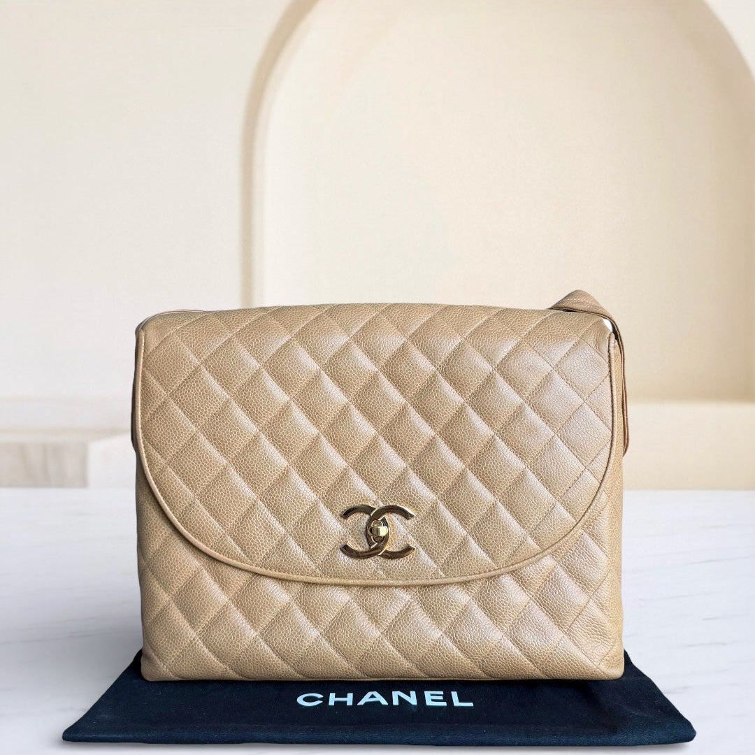 Chanel Tote - Caviar Quilted Beige Gold Hardware Series 2