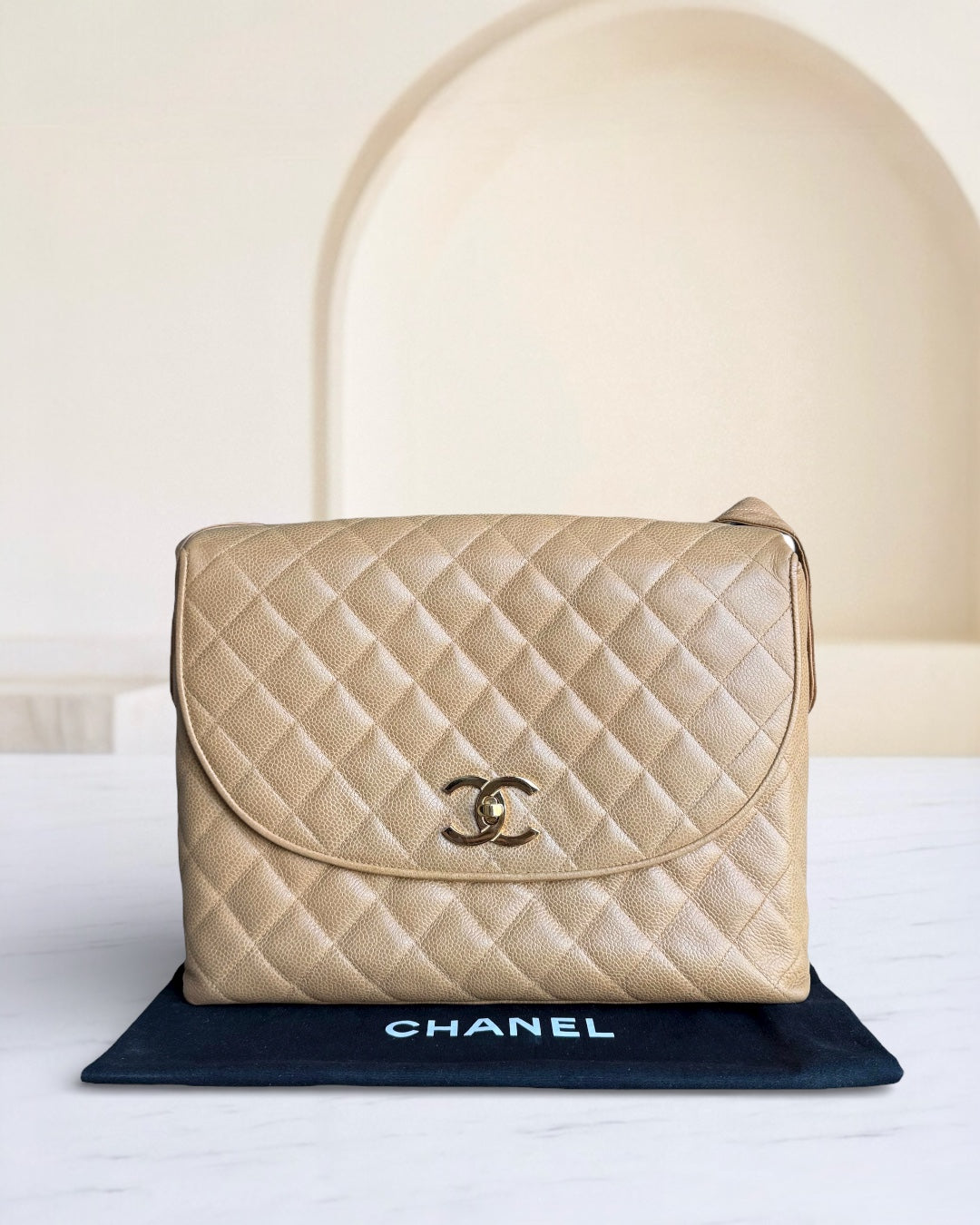 Chanel Tote - Caviar Quilted Beige Gold Hardware Series 2