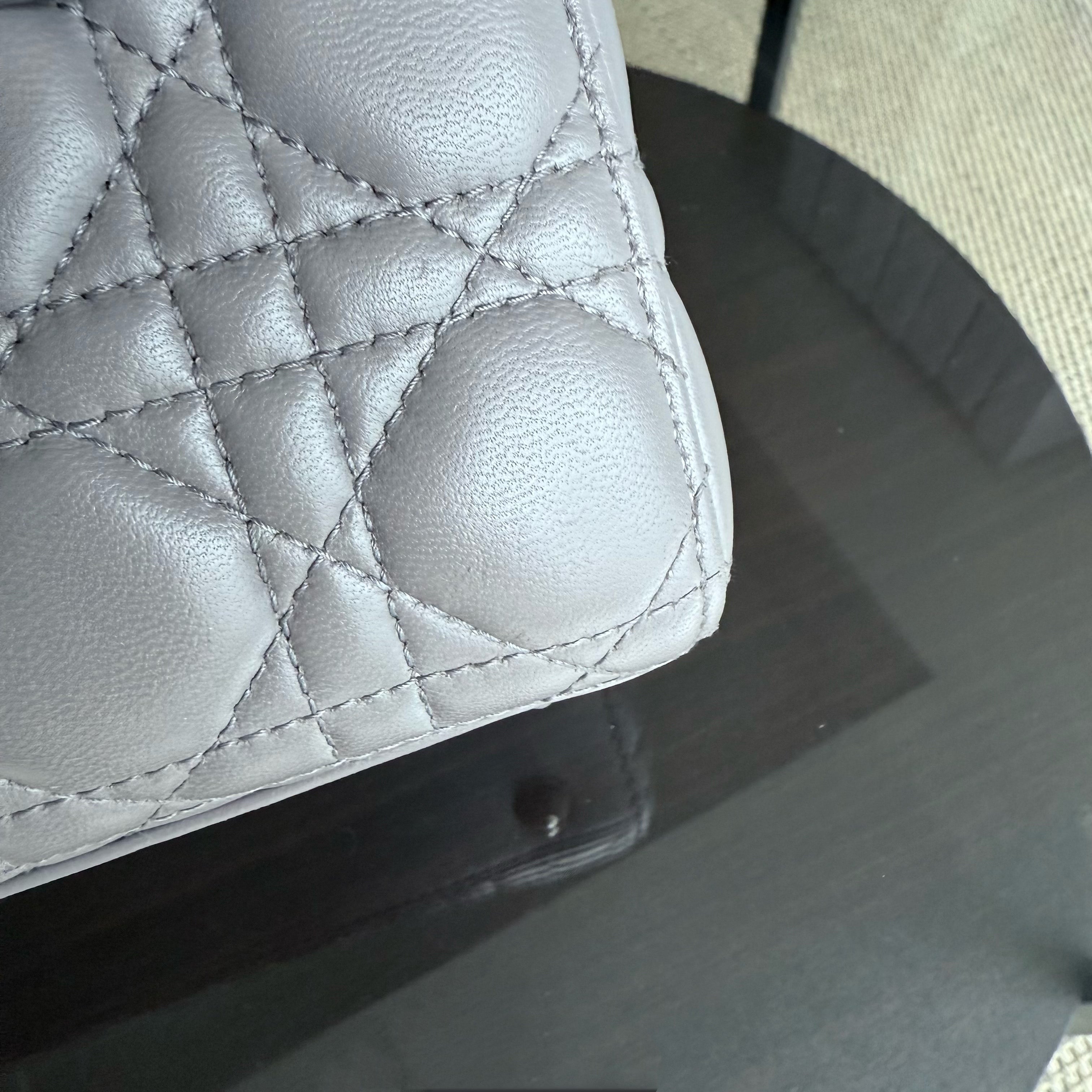 Dior Lady Small - Cannage Lambskin Grey Gray Gold Hardware