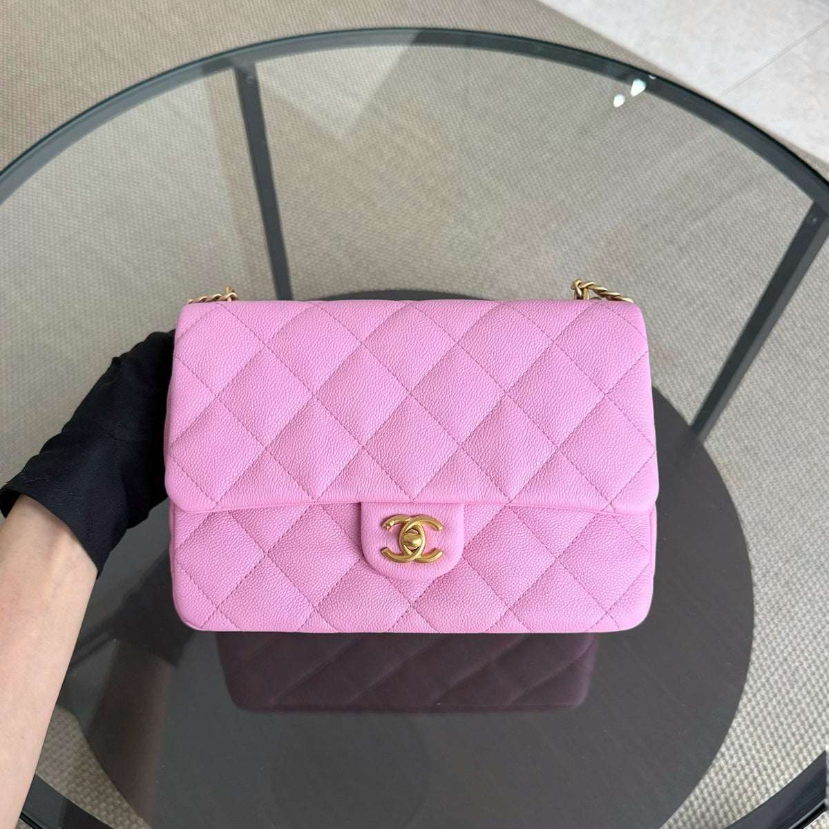 Chanel Flap Medium 24CM Sweetheart 23P Adjustable Chain - Caviar Quilted Barbie Pink Gold Hardware Microchip
