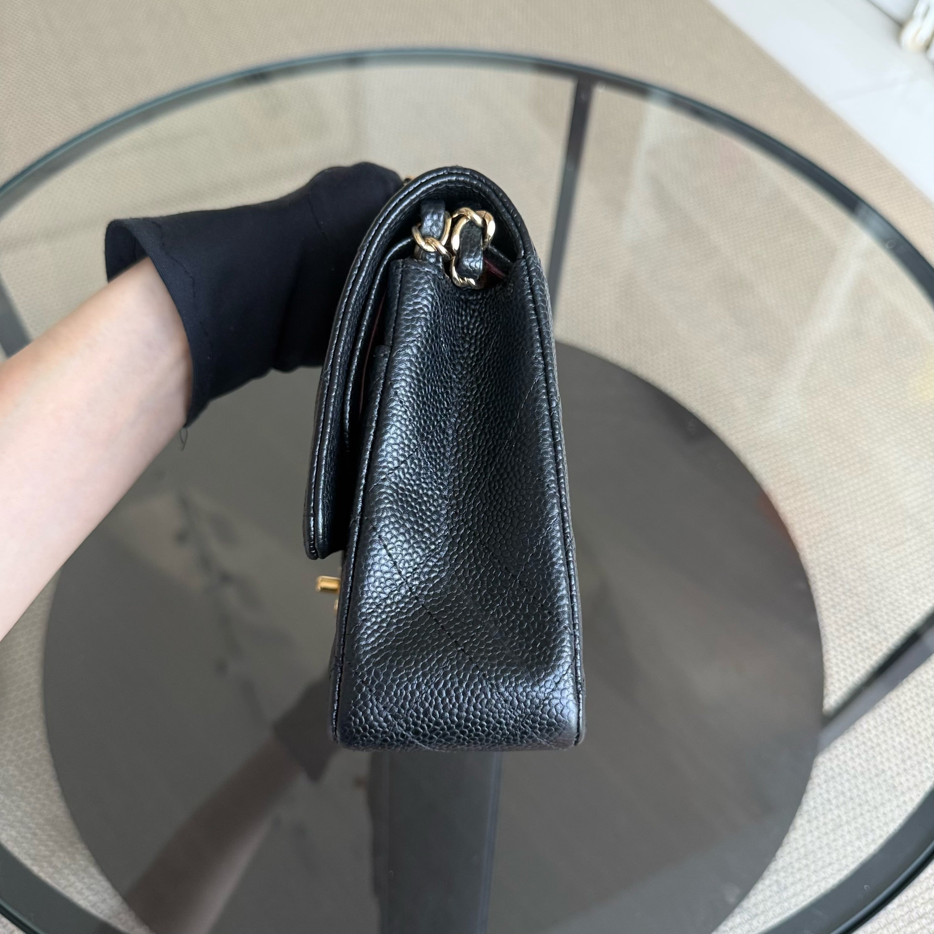 Chanel Classic Flap Medium - 25CM Quilted Caviar Black Gold Hardware Series 21