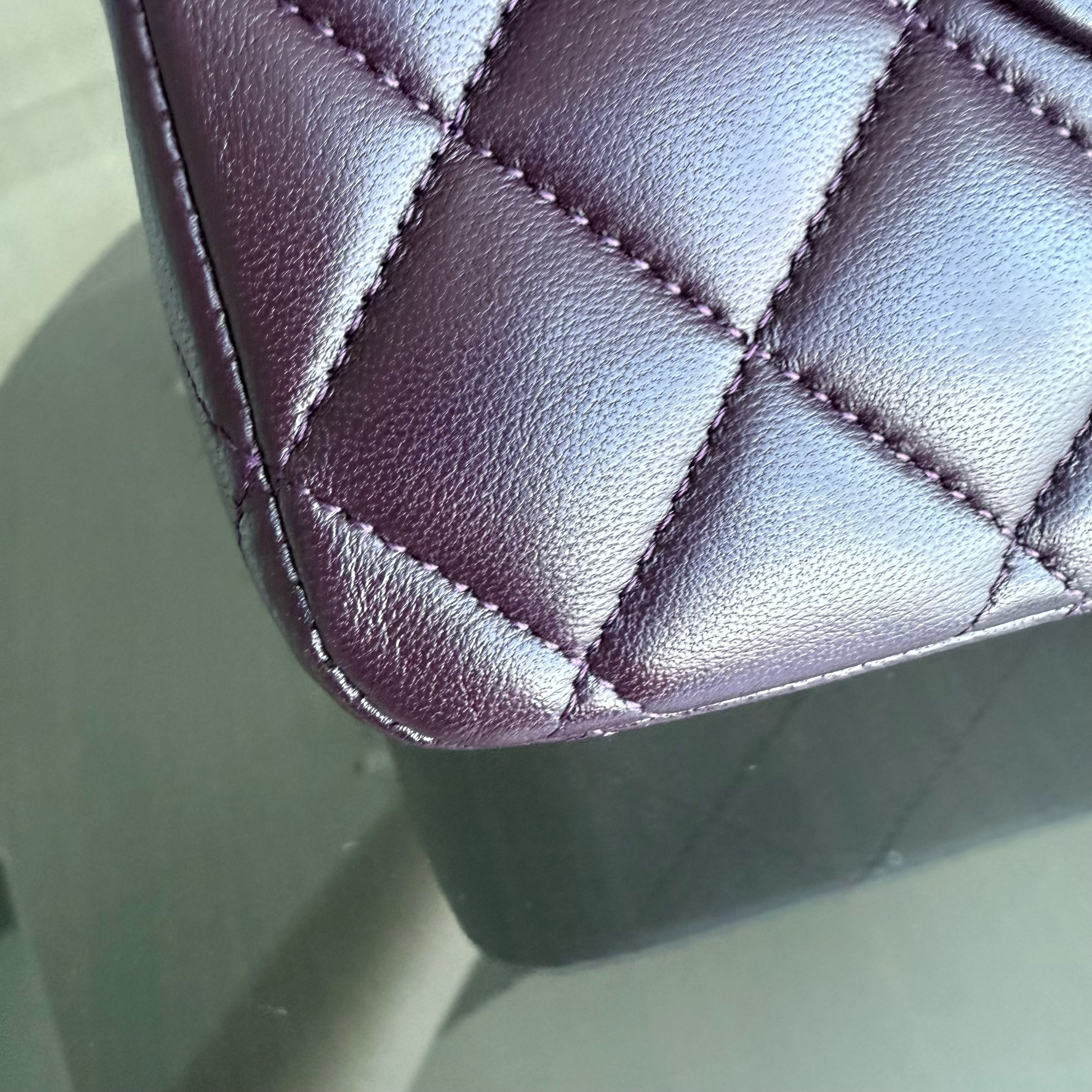 Chanel Classic Flap Medium - 25CM Quilted Lambskin Purple Black Hardware Series 15