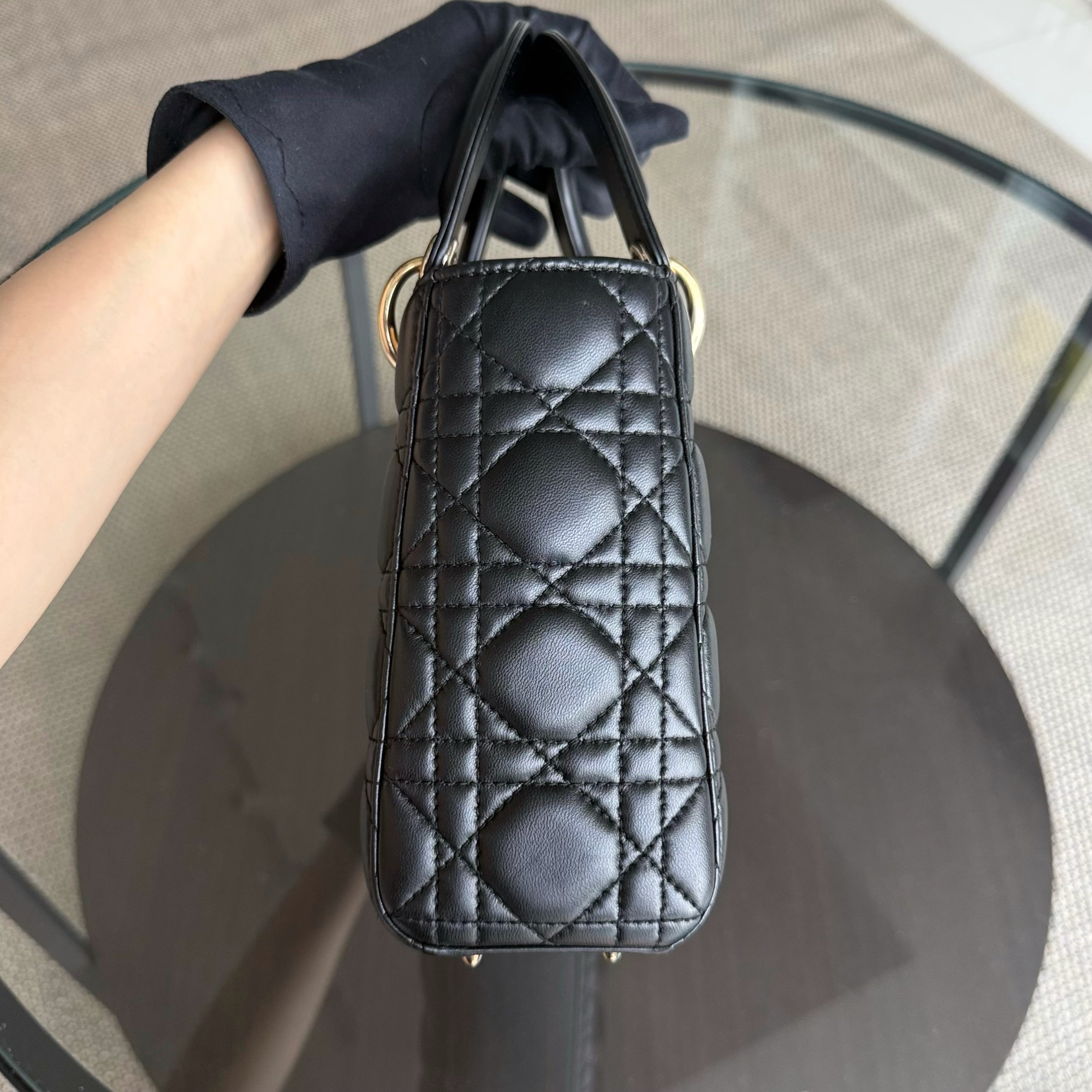 Dior Lady Small Flap - Cannage Lambskin Black Gold Hardware