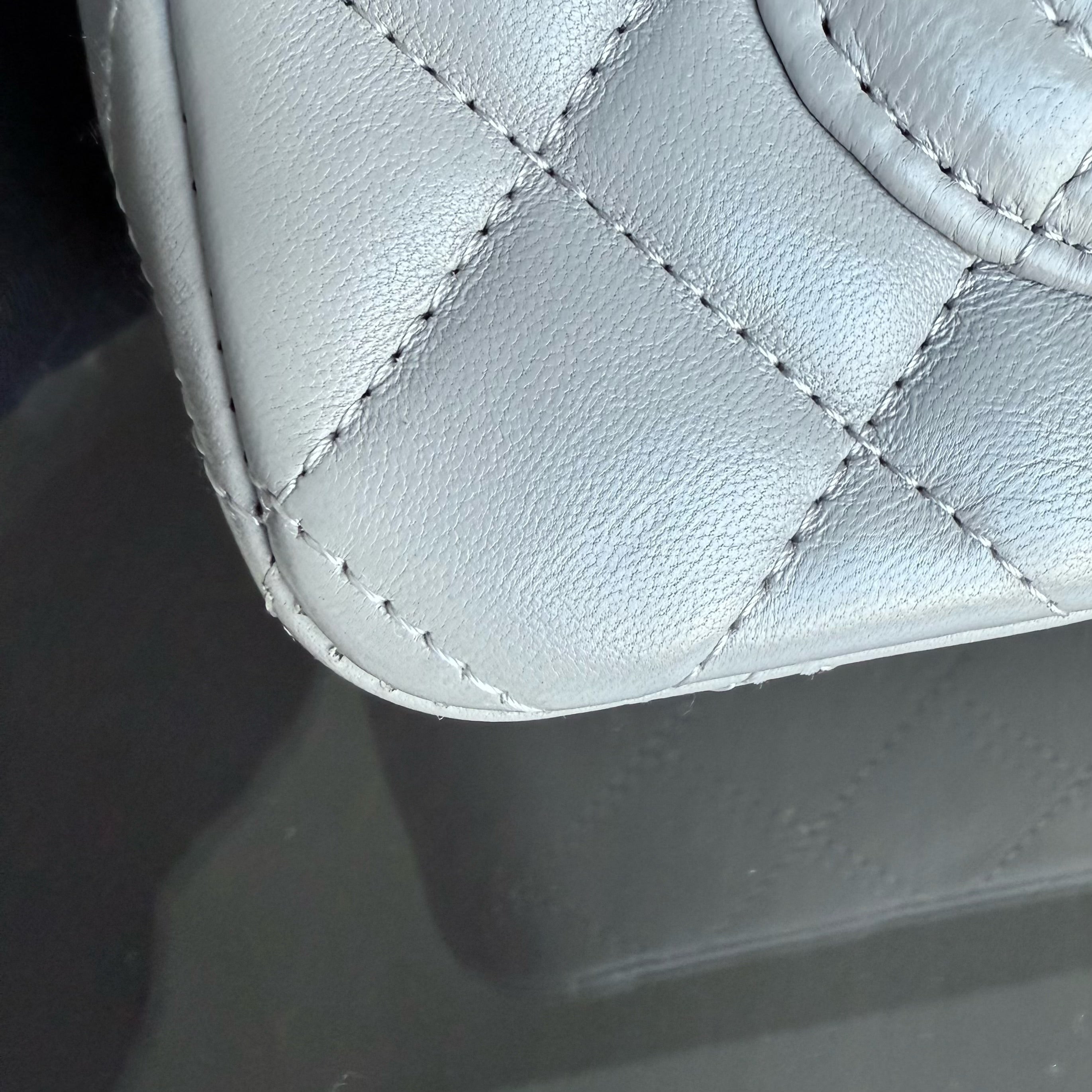 Chanel Lambskin Mini Rectangle Classic Flap - 20CM Quilted Gray Silver Hardware Microchip