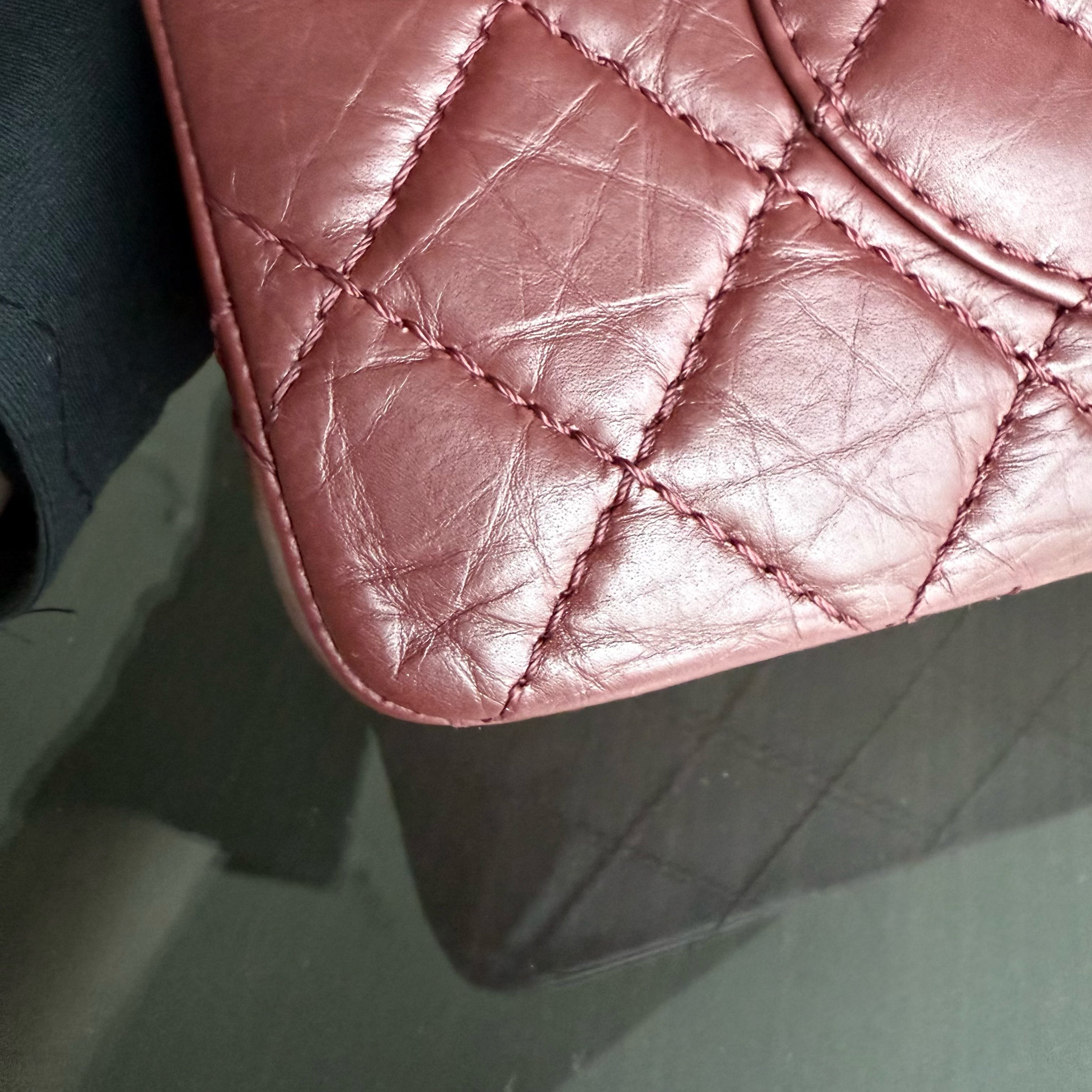 Chanel 2.55 Reissue 226 Medium - 28CM Quilted Aged Calfskin Burgundy Dark Red Ruthenium Silver Hardware Series 12