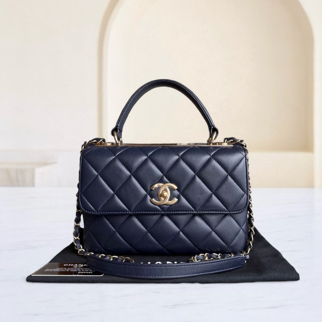 Chanel Trendy CC Small - Quilted Lambskin Dark Navy Blue Gold Hardware Series 23