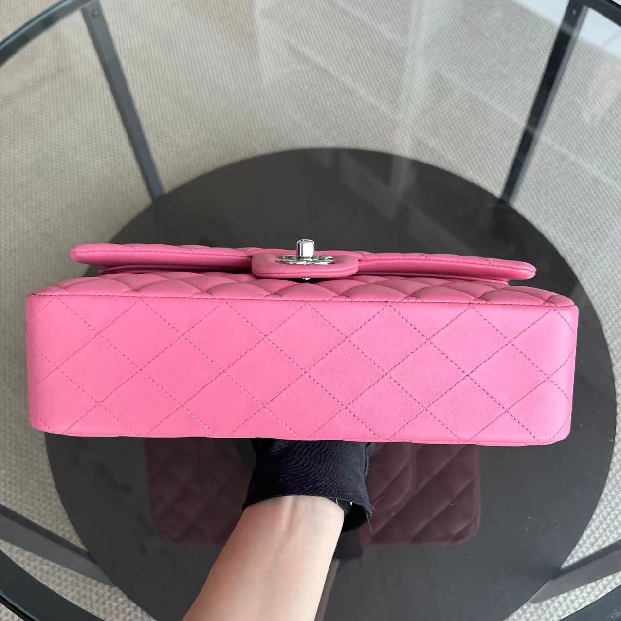 Quilted Lambskin Sakura Pink Silver Hardware Series 16