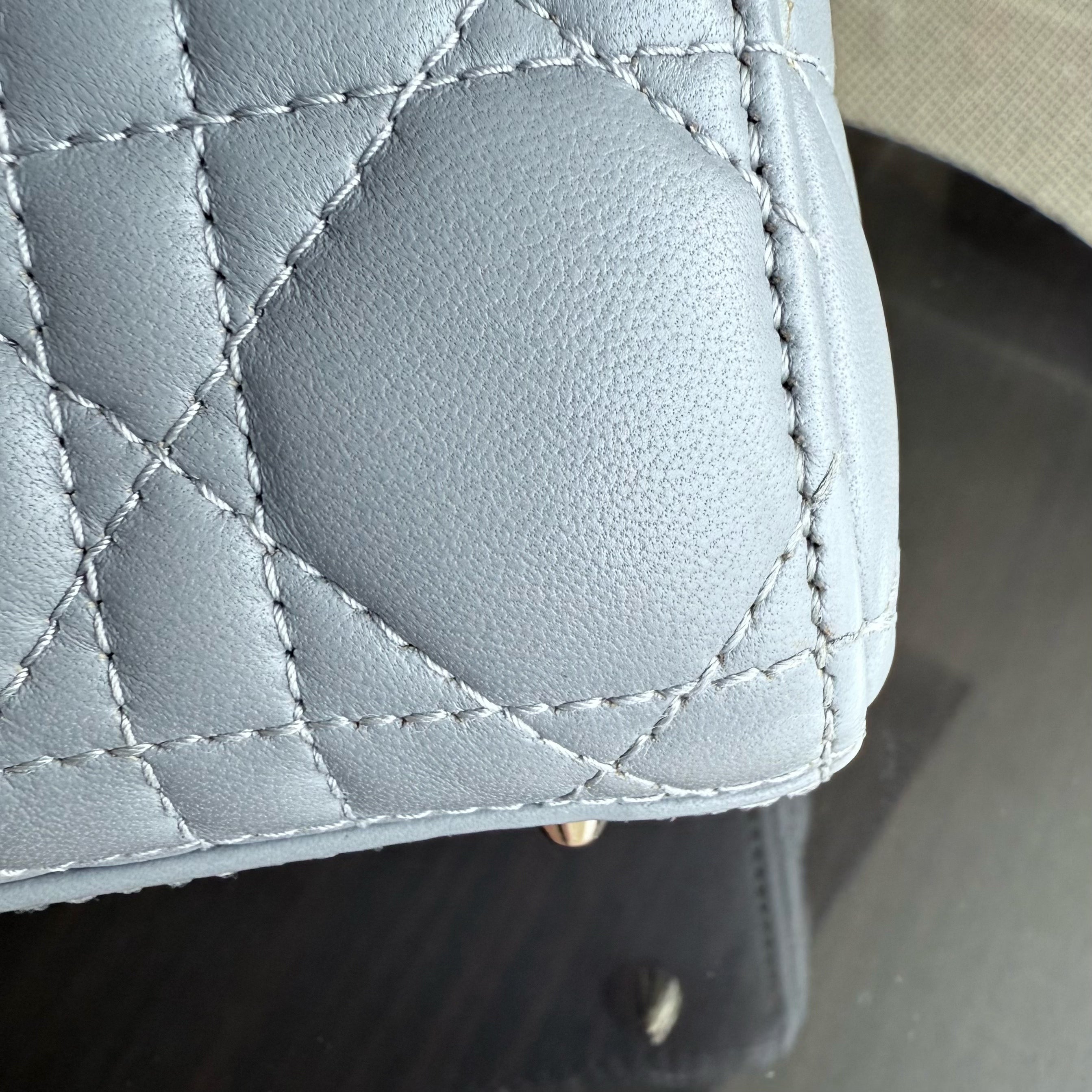 Dior Lady Flap ABC Small - Cannage Lambskin Grey Gray Gold Hardware MyABC