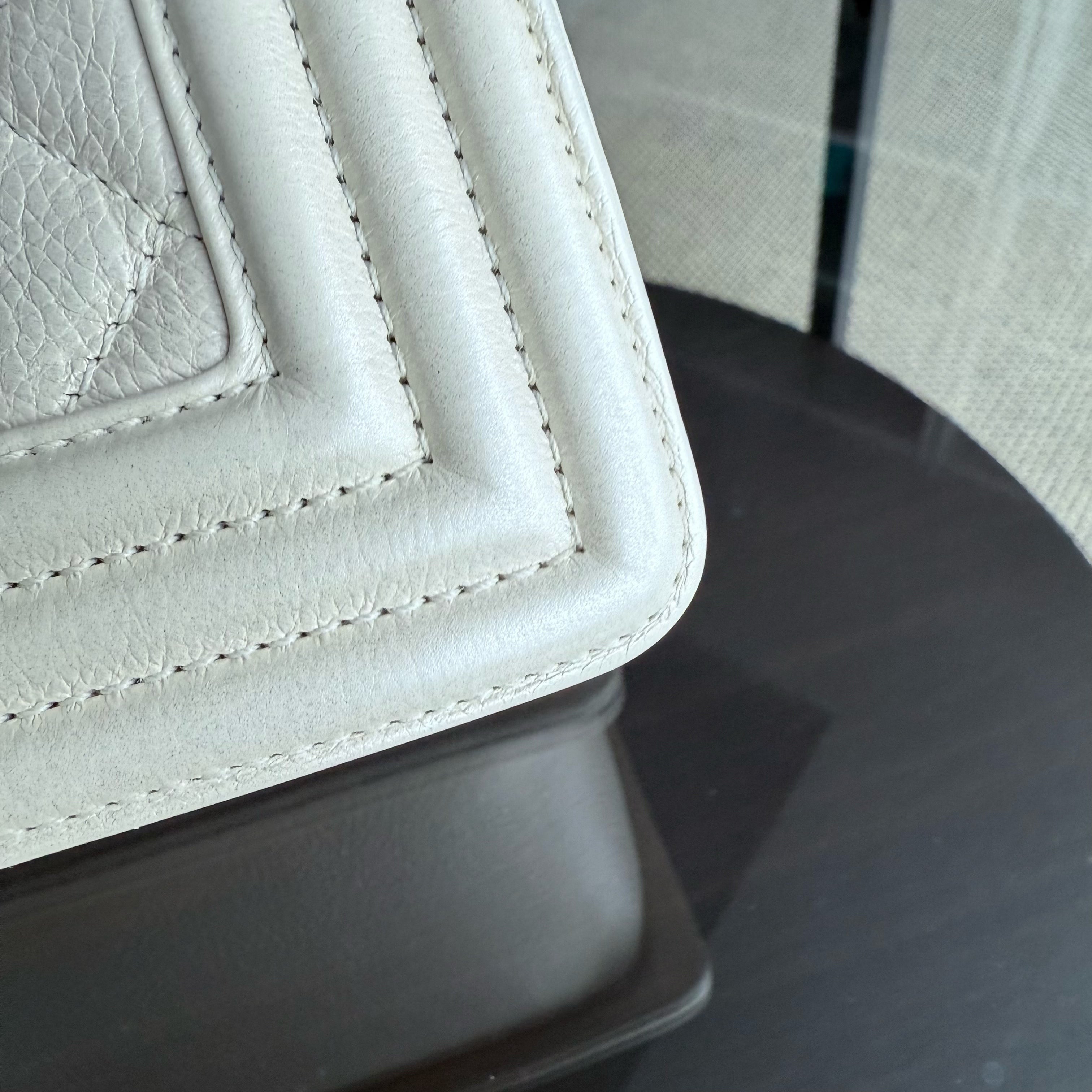 Chanel Boy Medium - Calfskin 25CM Quilted Cream White Aged Gold Hardware Series 20