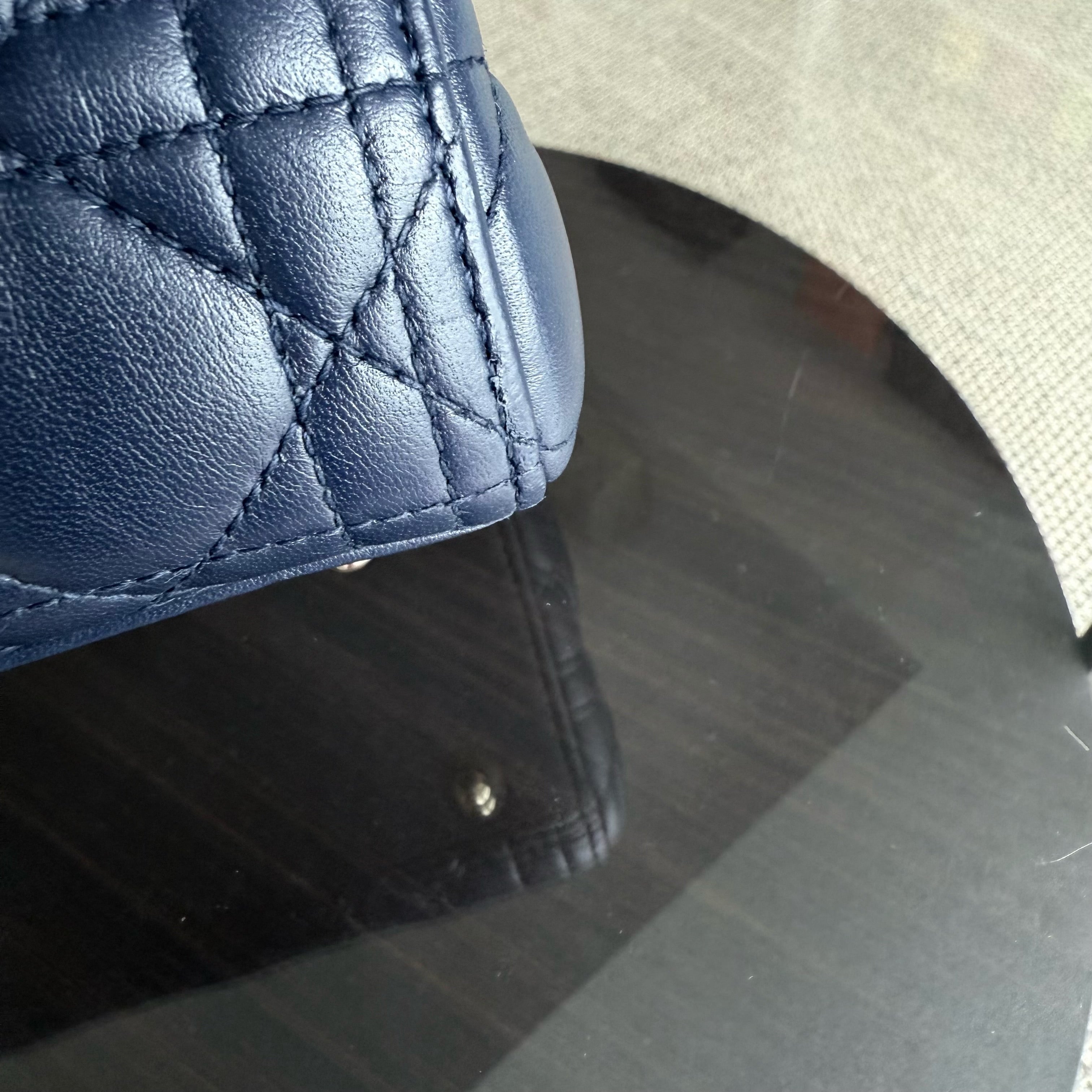 Dior Lady Large Flap - Canange Lambskin Dark Blue Gold Hardware