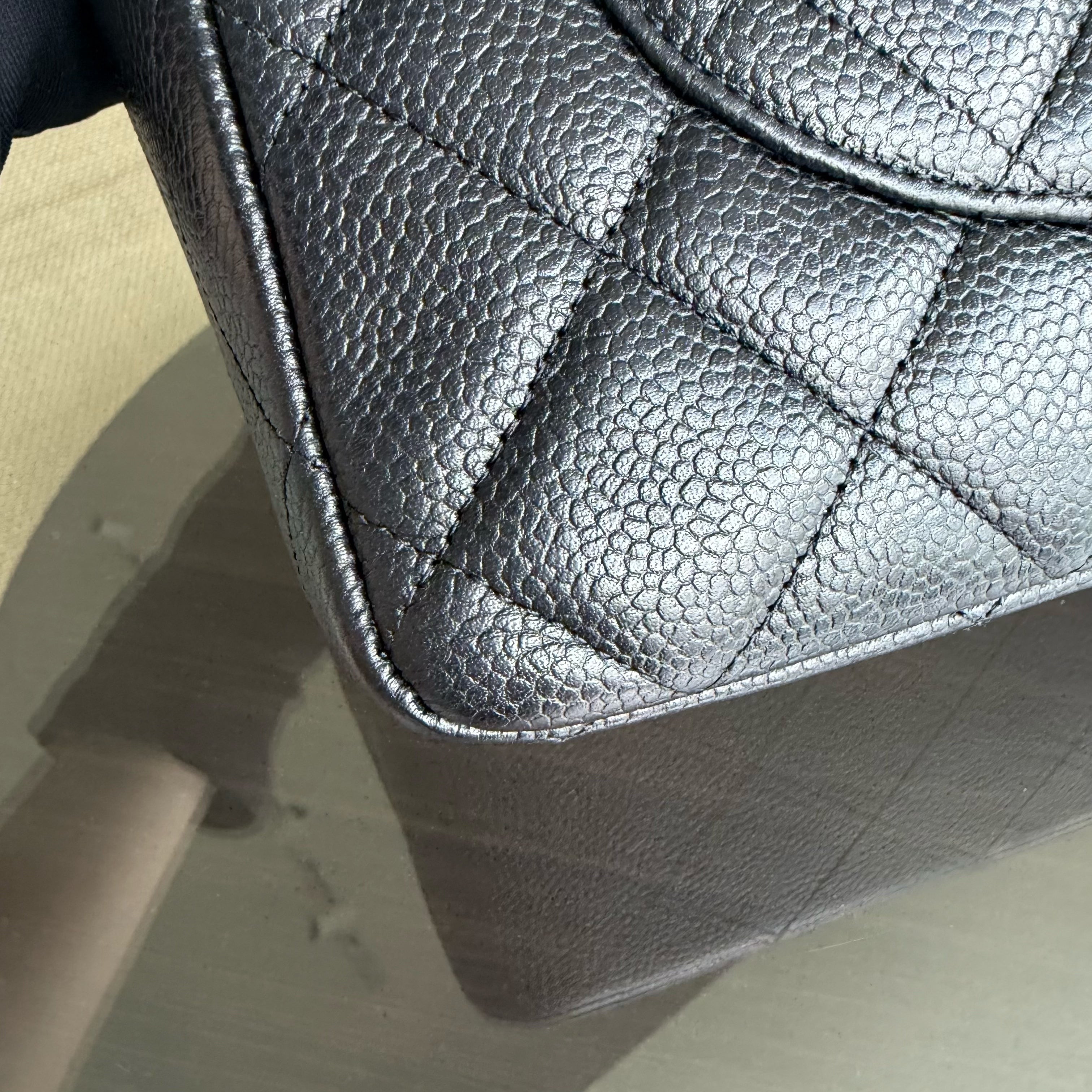 Chanel Classic Flap Jumbo - Caviar Single Flap 30CM Quilted Black Silver Hardware Series 13