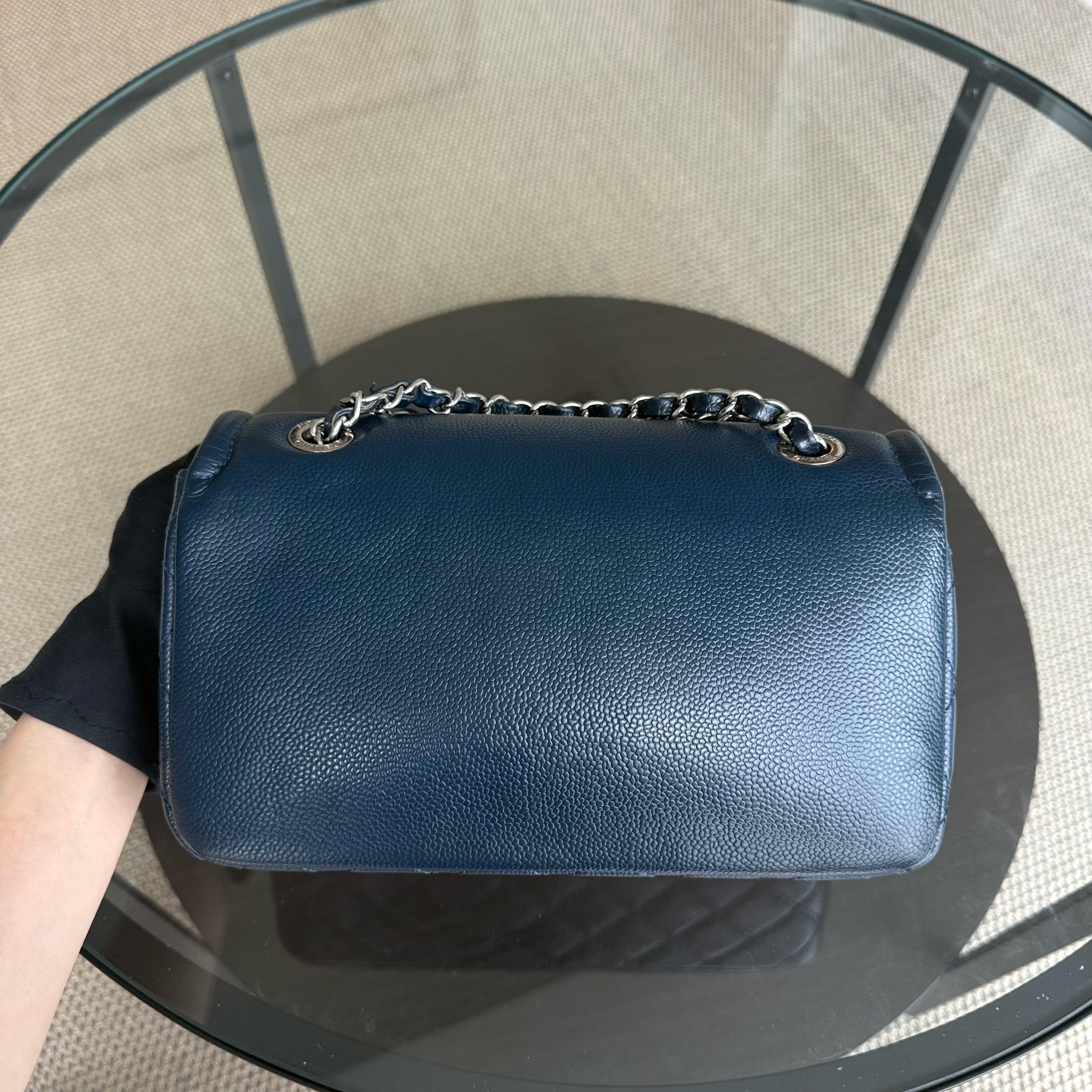 Chanel Seasonal Timeless CC Flap - Caviar 24CM Dark Blue Silver Hardware Series 15