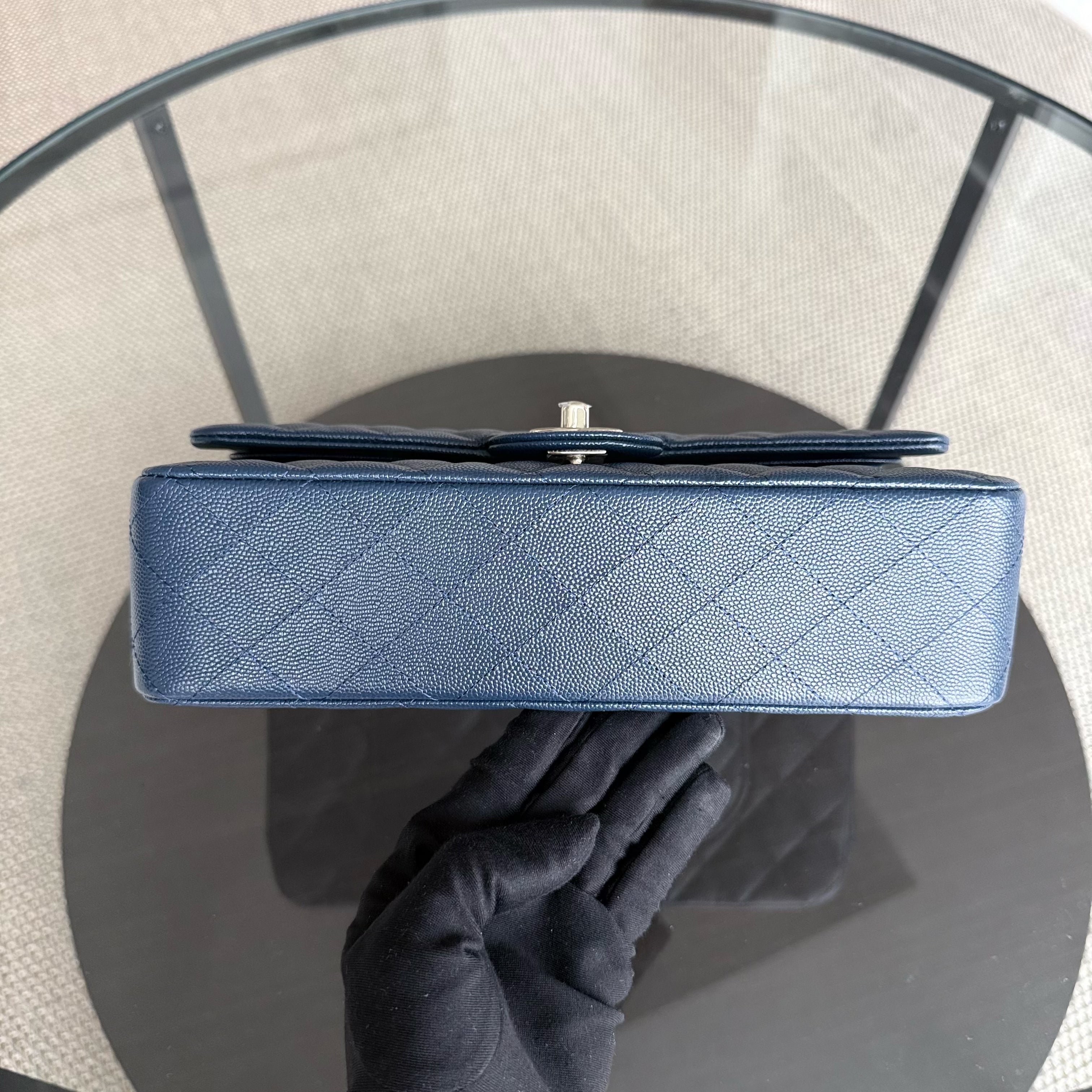 Chanel Classic Flap Medium - Caviar 25CM Quilted Dark Blue Light Gold Hardware Series 27