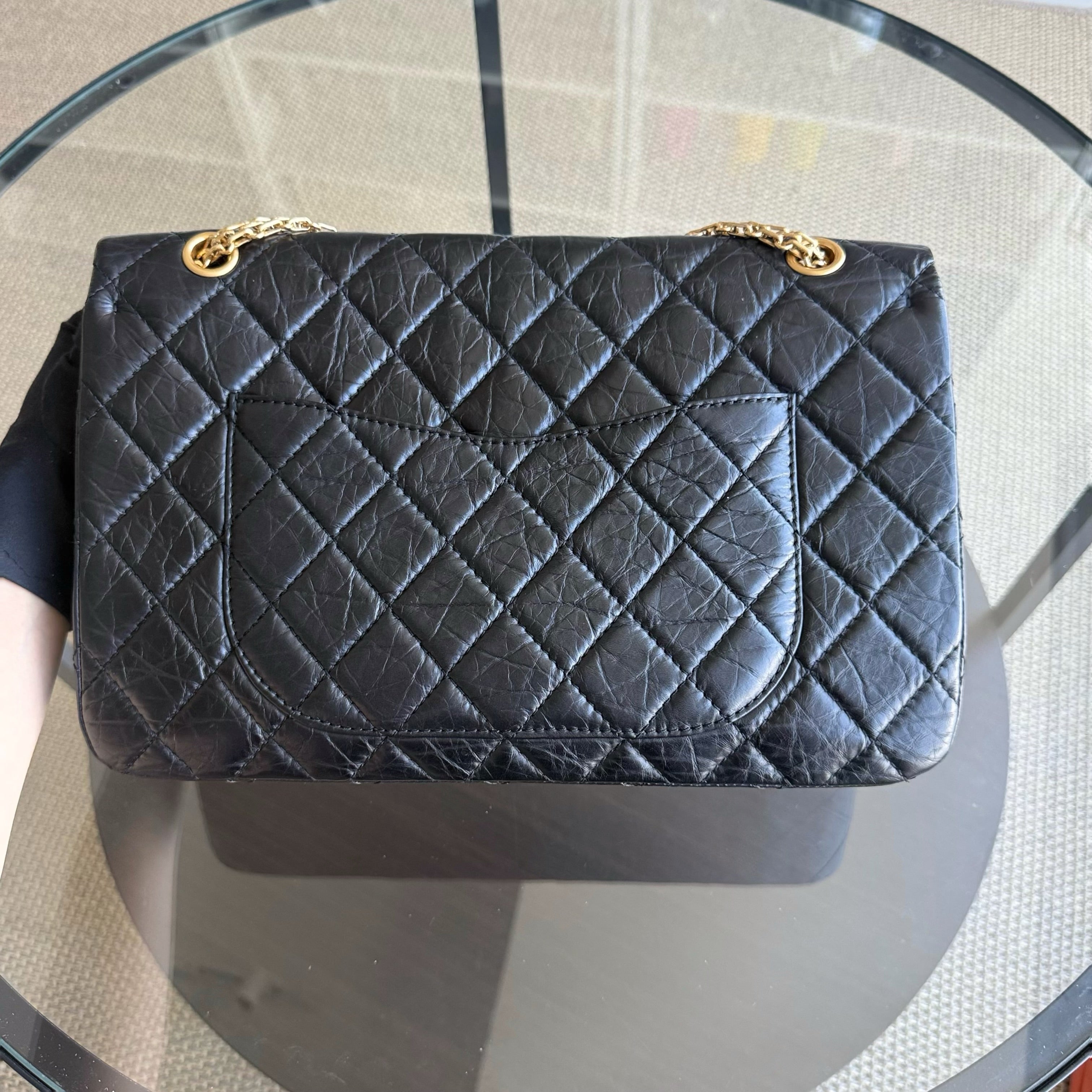 Chanel 2.55 Reissue 227 - Quilted Aged Calfskin Black Gold Hardware Series 17