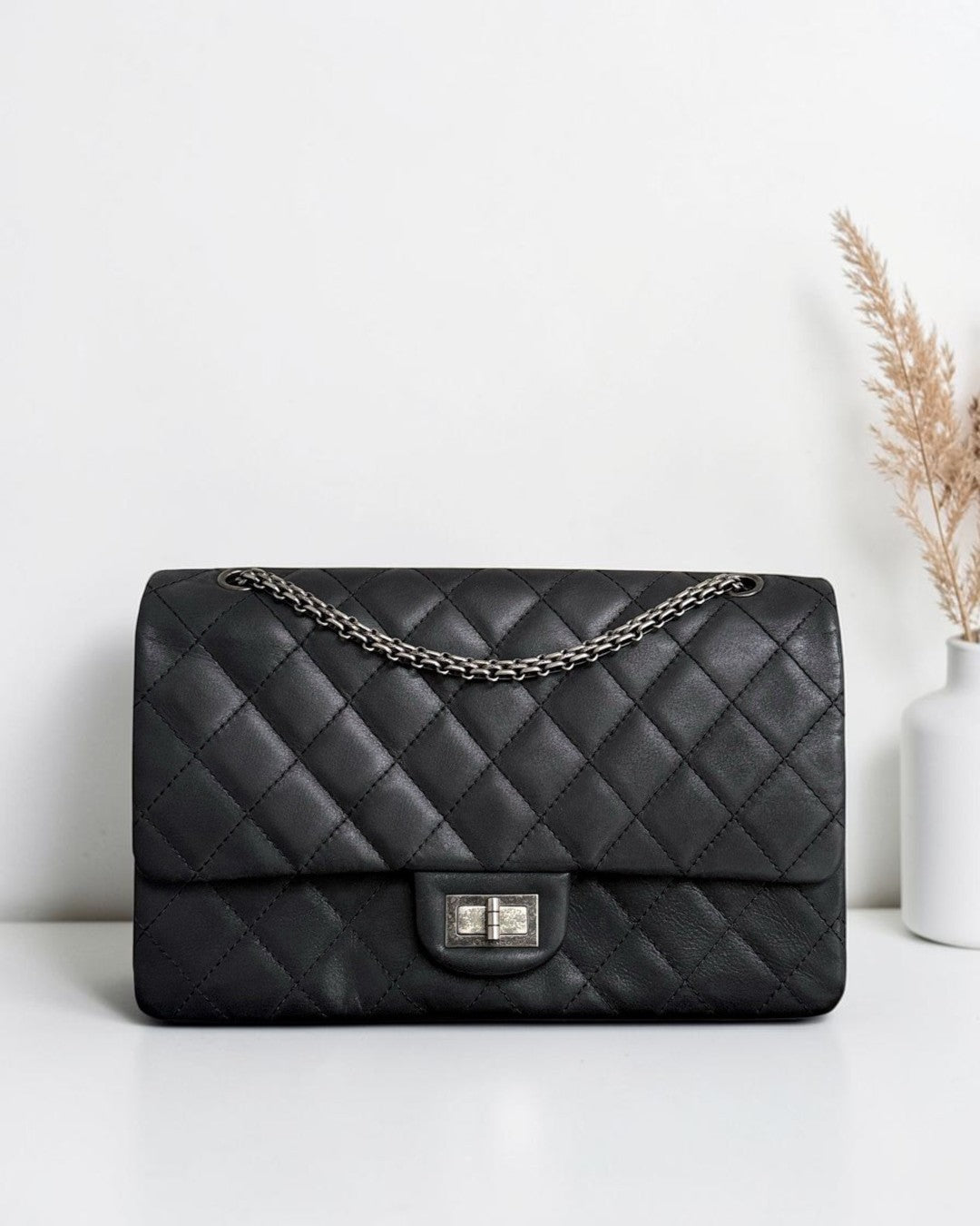 Chanel 2.55 Reissue 227 Large - Cannage Calfskin Black Ruthenium Silver Hardware Series 14