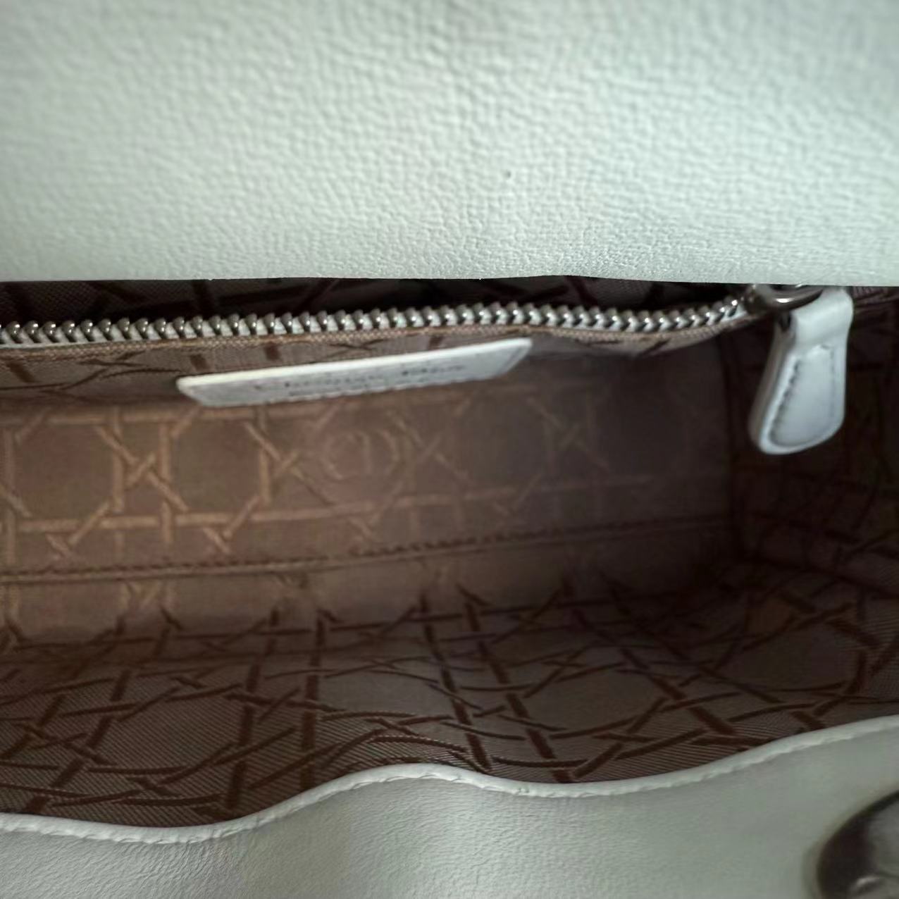 Dior Lady Mini Cannage Lambskin White Silver Hardware