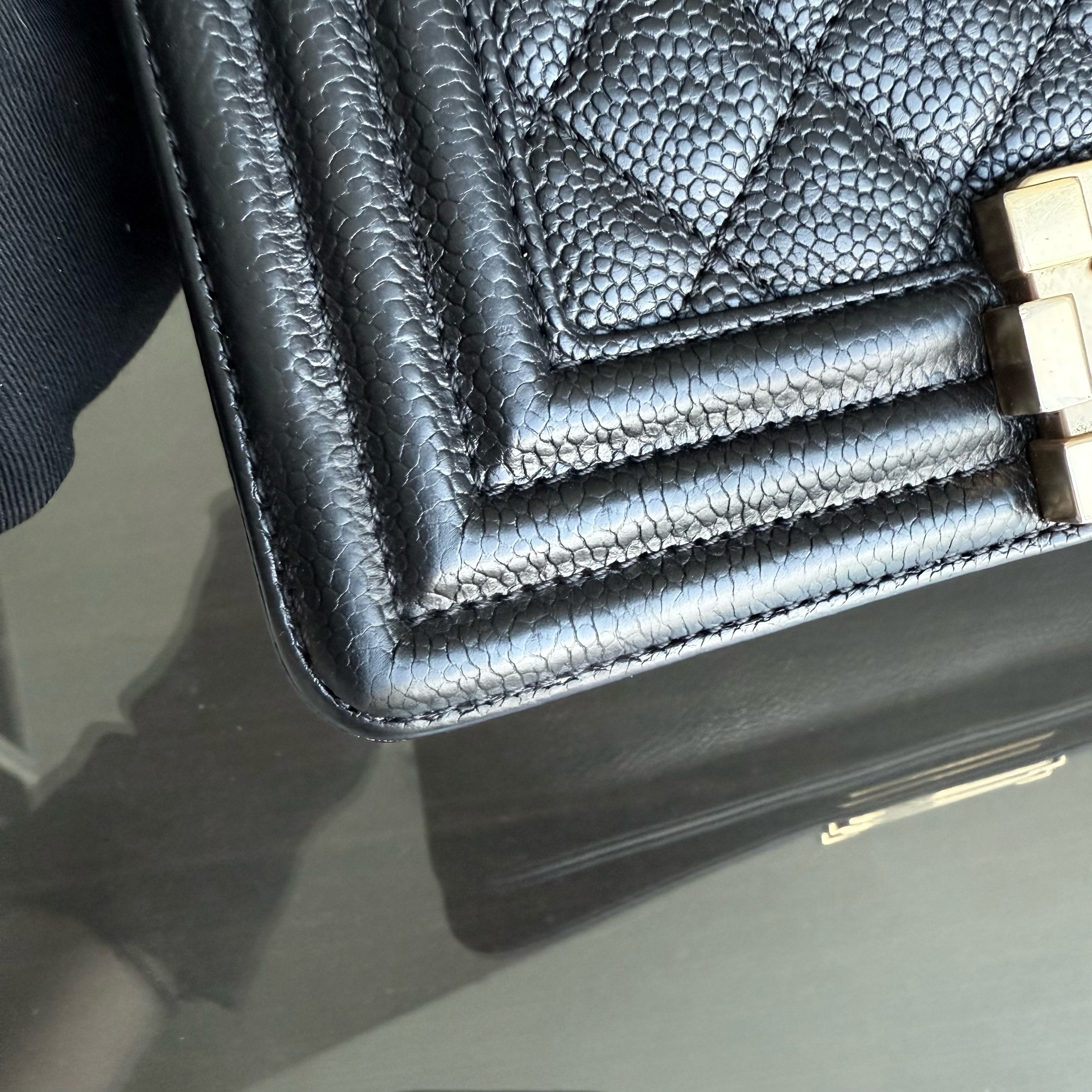 Chanel Boy Small - Caviar 20CM Quilted Black Gold Hardware Series 23