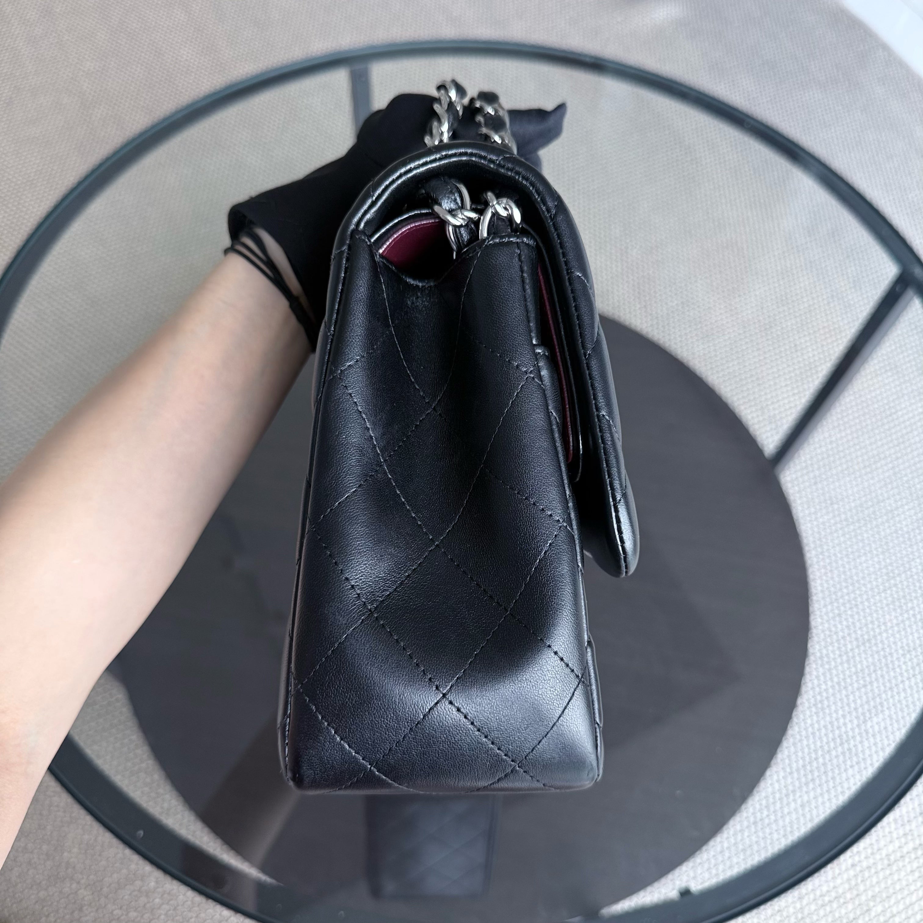 Chanel Classic Flap Jumbo - Double Flap 30CM Quilted Lambskin Black Silver Hardware Series 16